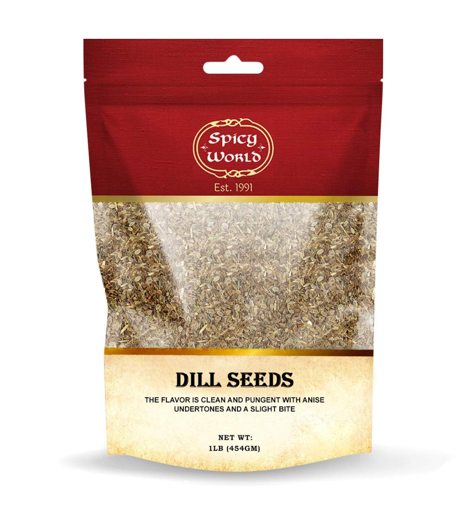 Spicy World Dill Seeds Whole Spice | Perfect for Pickling and Eating | 1 Pound Resealable Bag
