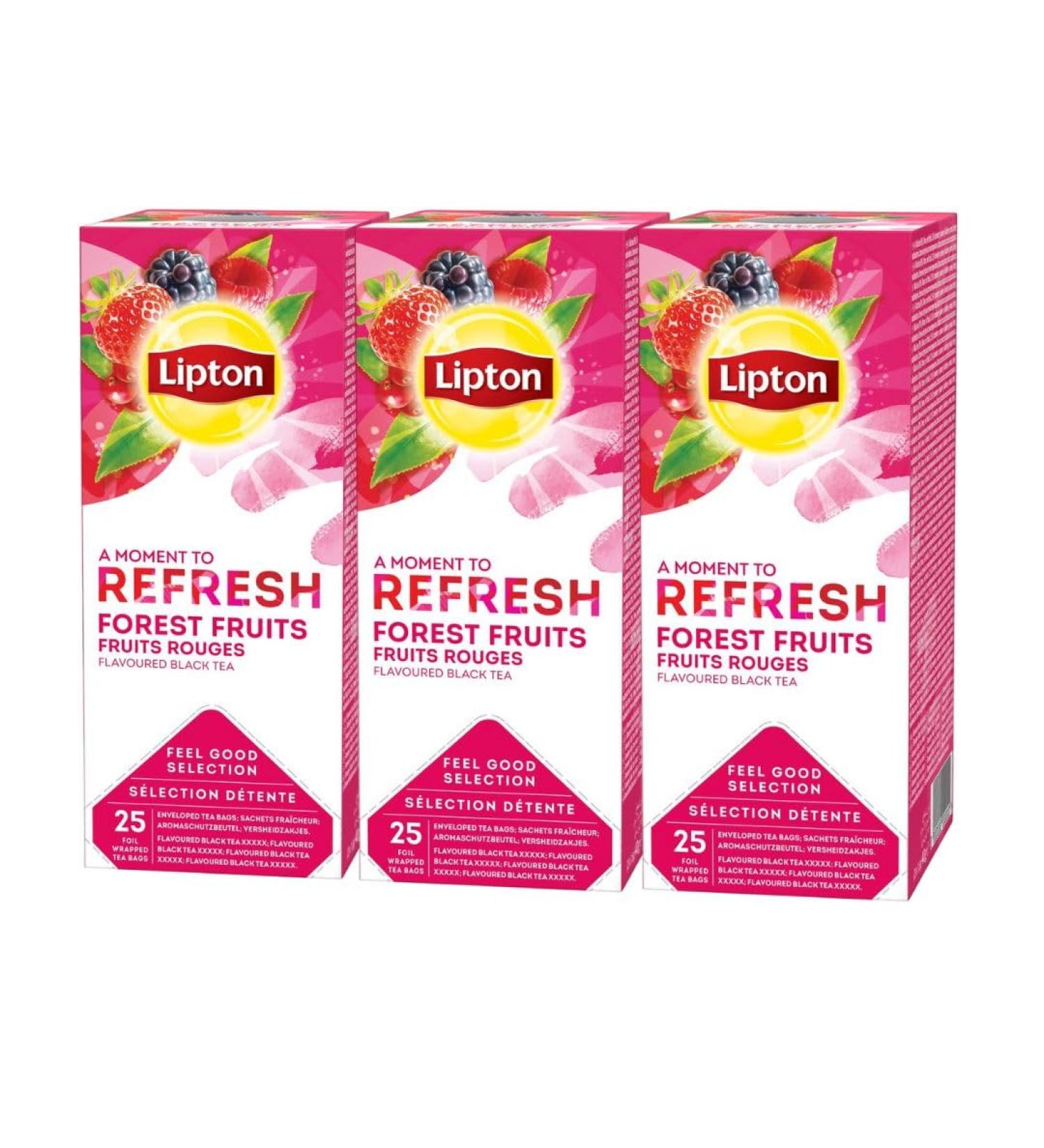 Lipton - Feel Good Selection Th Noir Fruits Rouges 25 sachets - Lot de 3x25 sachets