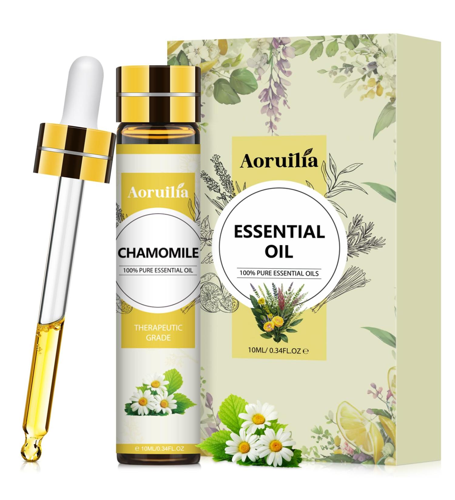 Aoruilia 10ml Chamomile Essential Oil Pure Natural Floral Essential Oils Fragrance for Diffuser for Home Aromatherapy Perfume Candle Making Wax Melts Cleaning Chamomile 10 ml (Pack of 1) - Buy Online on GoSupps.com
