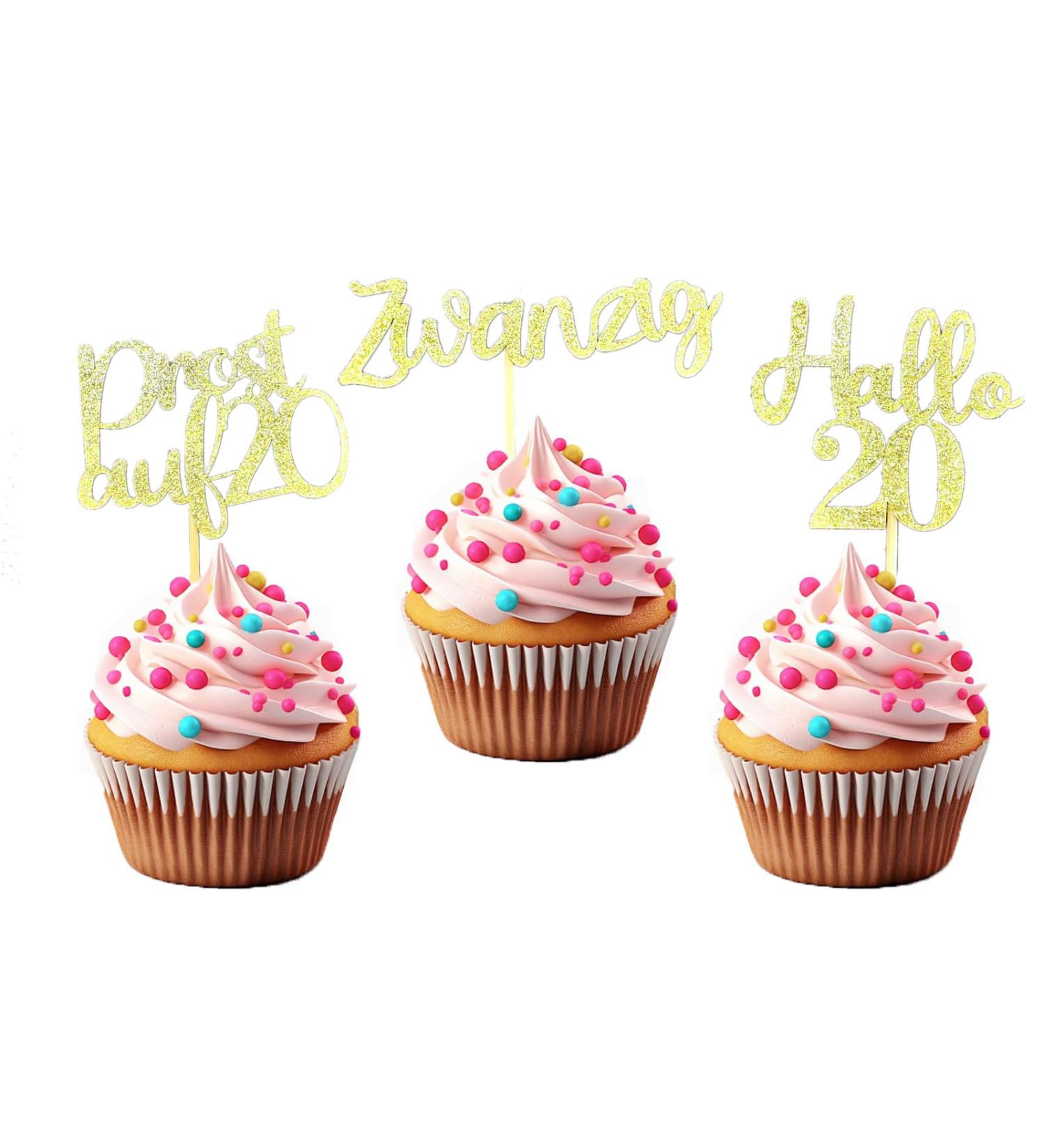 LOINFE Cupcake Toppers Pack of 24 Birthday Cake Toppers Cake Toppers Birthday 20th Gold Cake Toppers for Wedding Birthday Party Cake Decorations - Buy Online on GoSupps.com