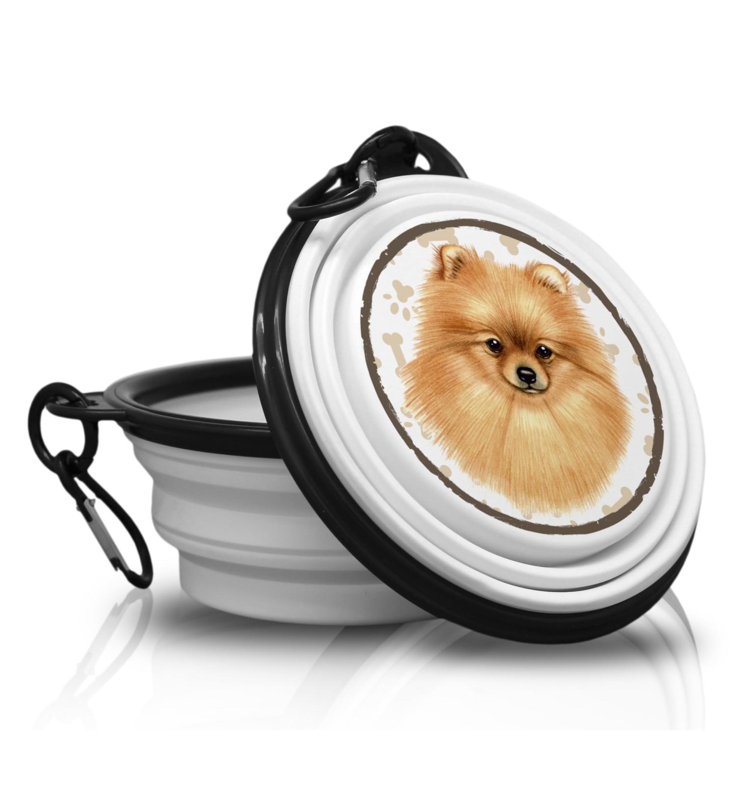 Portable German Spitz/Pomeranian Dog Bowl - Folding Travel Bowl with Carabiners | Unique & Handy Pet Feeding Solution - Buy Online on GoSupps.com