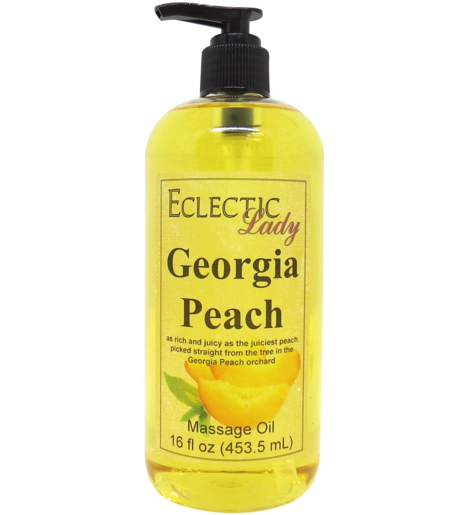 Georgia Peach Massage Oil 16 oz With Sweet Almond Oil and Jojoba Oil Preservative Free Perfect for Aromatherapy and Relaxation 16 Ounce - Buy Online on GoSupps.com