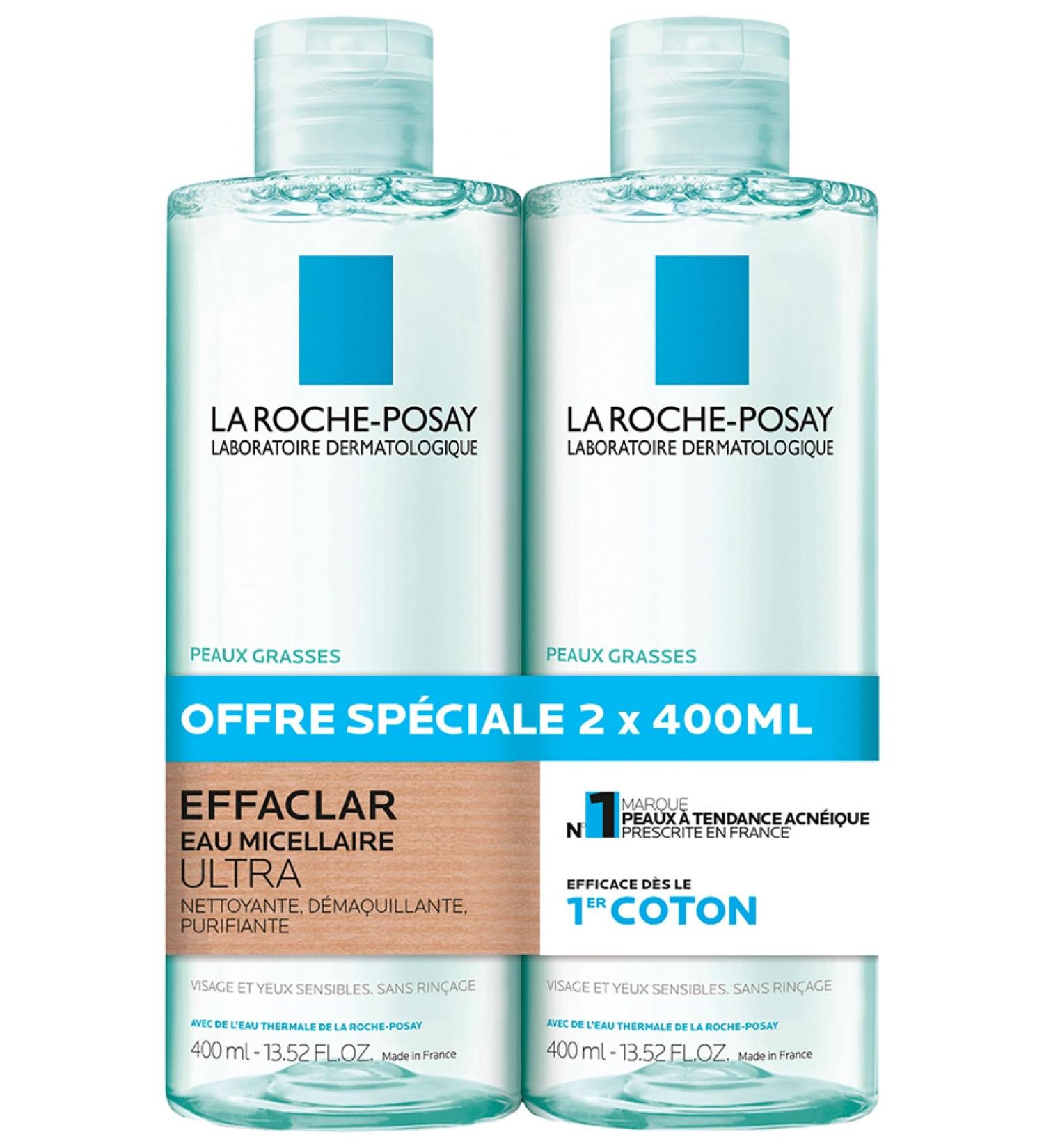 La Roche-Posay Effaclar Eau Micellaire Ultra Peaux Grasses Lot 2 x 400 ml