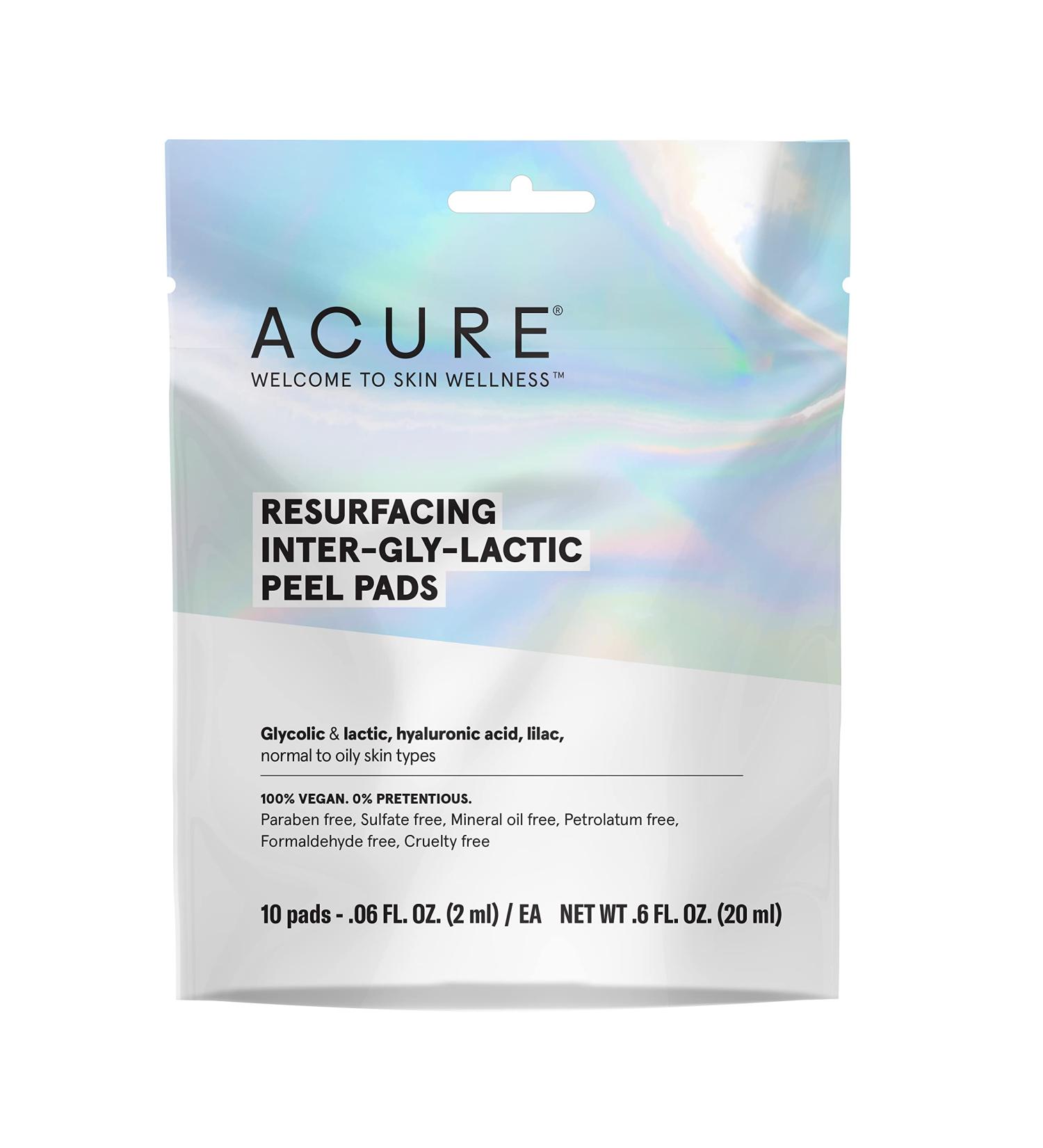 Acure Resurfacing Inter-Gly-Lactic Peel Pads - 10 Pack (0.6 fl oz) for Glowing Skin - Buy Online on GoSupps.com