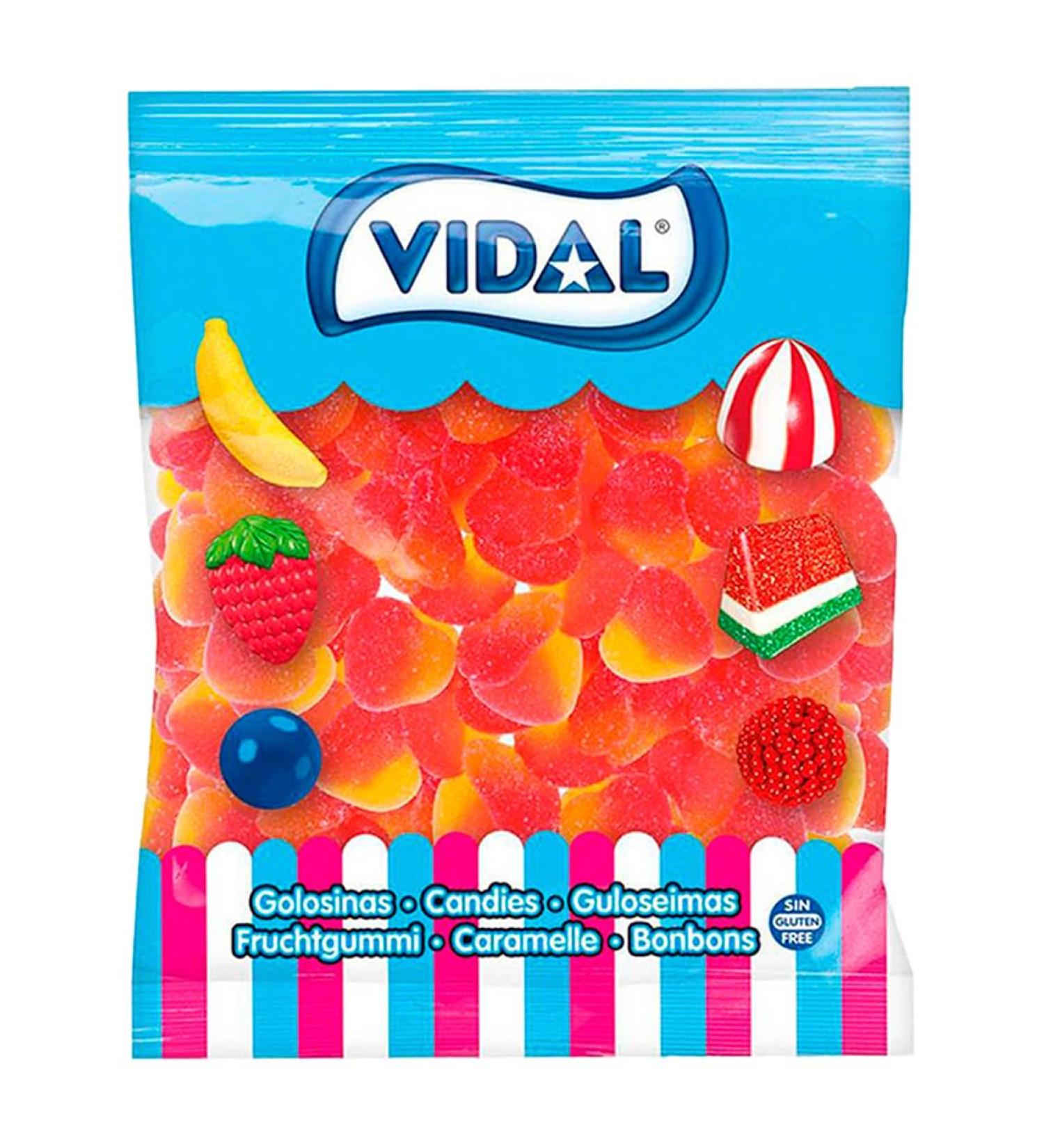 Vidal Fishing Taste Rubber Sugar Peach Flavour Red and Orange Colours 1kg Bag - Buy Online on GoSupps.com