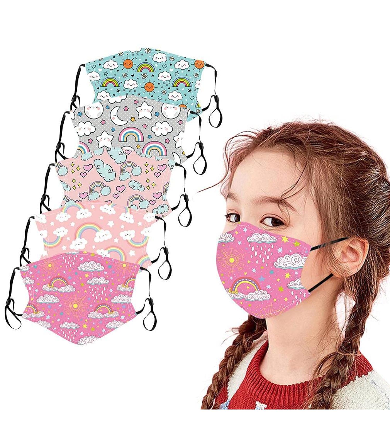 5PC Kids Face_Mask Washable Colorful Printed Cotton Cloth_Masks for Kids Boys Girls Reuseable Childrens_Masks Face Protection - Buy Online on GoSupps.com