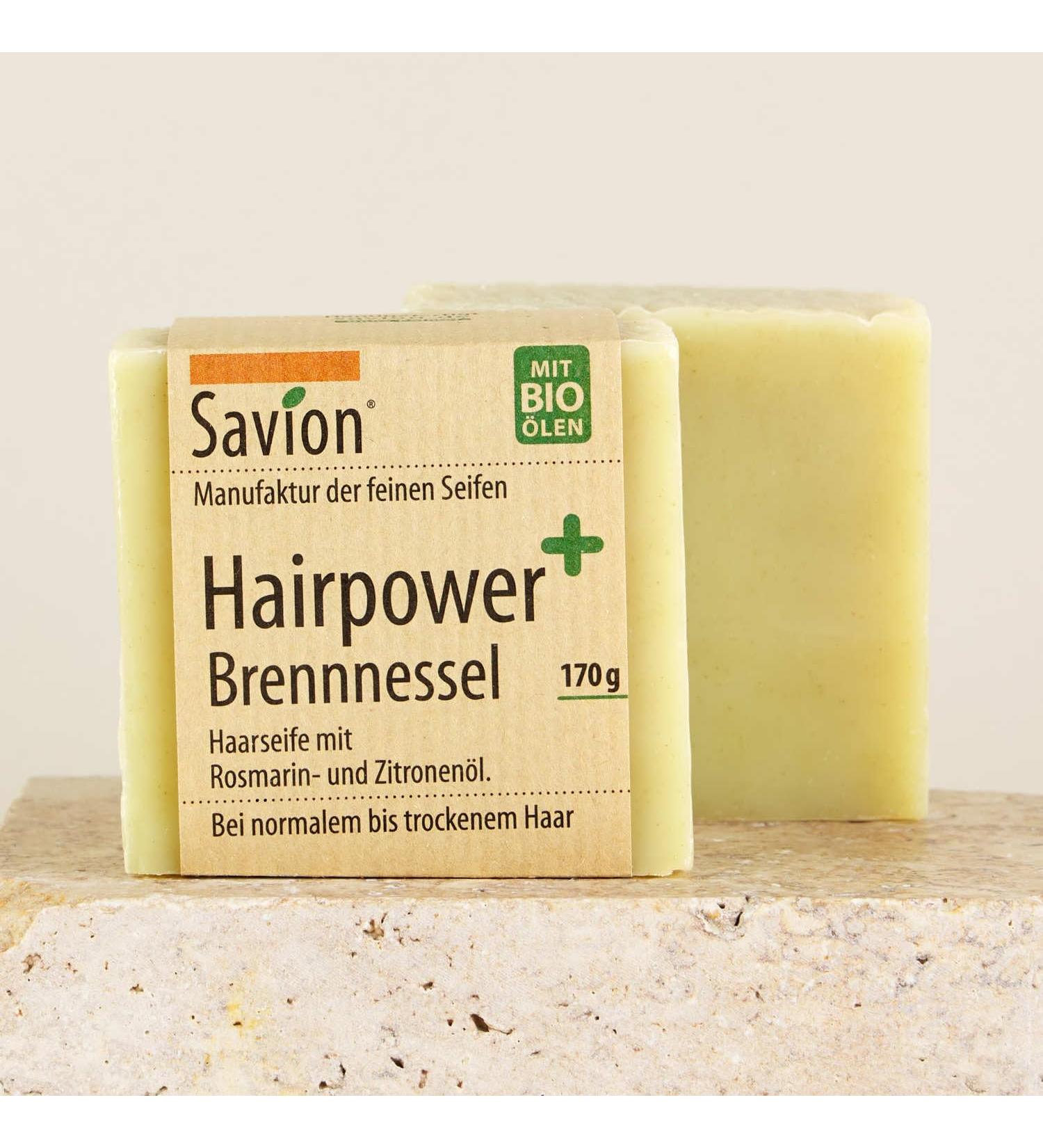  Savion Savion Hairpower Nettle Hair Soap Double Size 170 g for Strong and Shiny Hair with Organic Nettle and Olive Oil for Itching and Dandruff Made in Germany - Buy Online on GoSupps.com