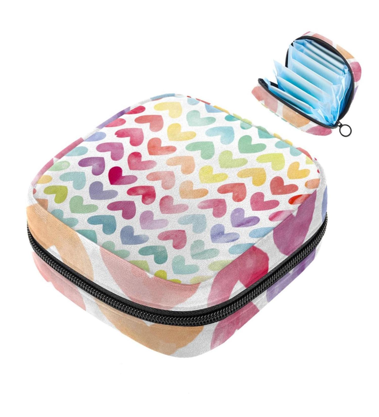 Colorful Love Heart Portable Women's Binding-Up Bags | Menstrual Cup & Tampon Bags for Teens - Buy Online on GoSupps.com