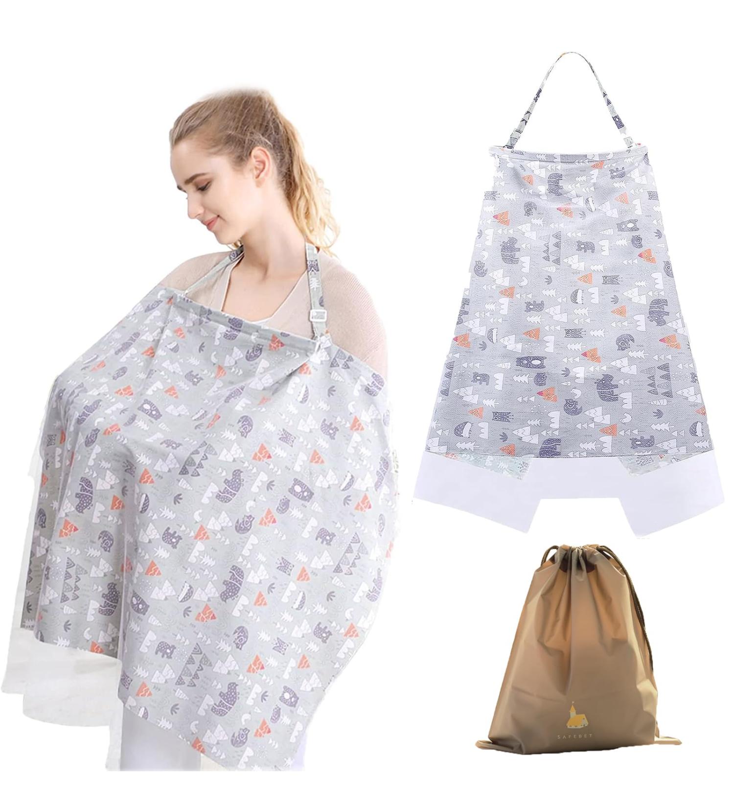 Buy 100% Cotton Breastfeeding Cover | Kamhbe Gray-Forest Privacy Scarf with Breathable Mesh - 100x70 cm - Buy Online on GoSupps.com