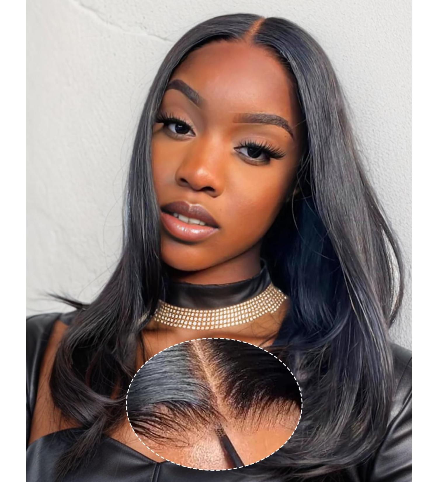 Shop 16 Inch Wear & Go Glueless HD Lace Human Hair Wig - Pre Plucked 180% Density Natural Black Straight Remy Hair - Buy Online on GoSupps.com