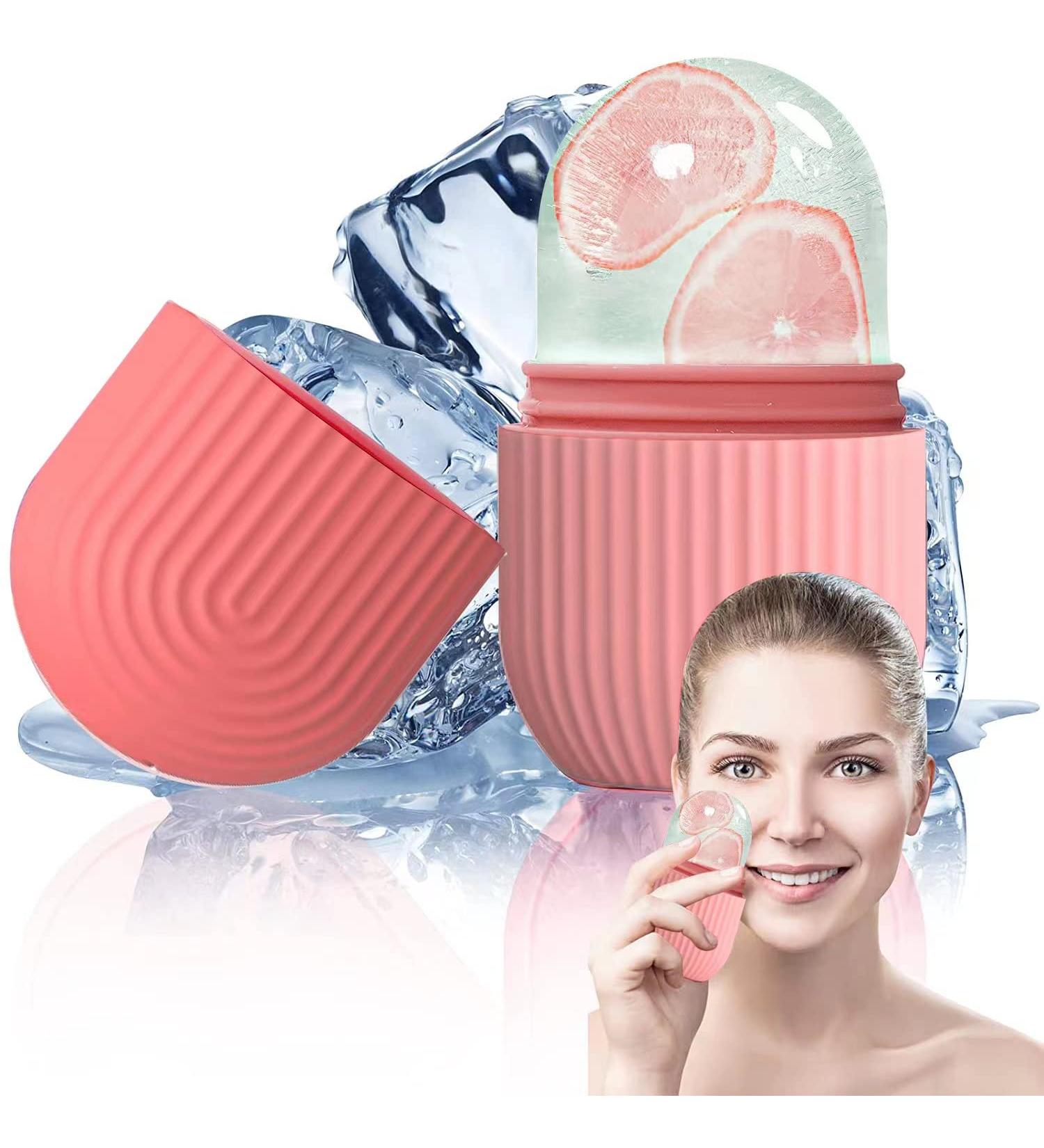 Shop Ice Face Roller | Reusable Silicone Cube for Facial Massage | Skin Care Tool - Striped Pink - Buy Online on GoSupps.com