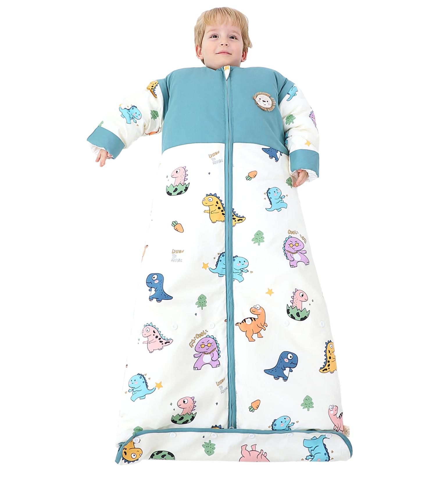 Chilsuessy Winter Baby Sleeping Bag 2.5 Tog | Dinosaur Park Design | 150cm/6-9 Years | Adjustable Length and Removable Sleeves | Kids Wearable Blanket for Boys and Girls, Toddler Sleeping Sack - Buy Online on GoSupps.com