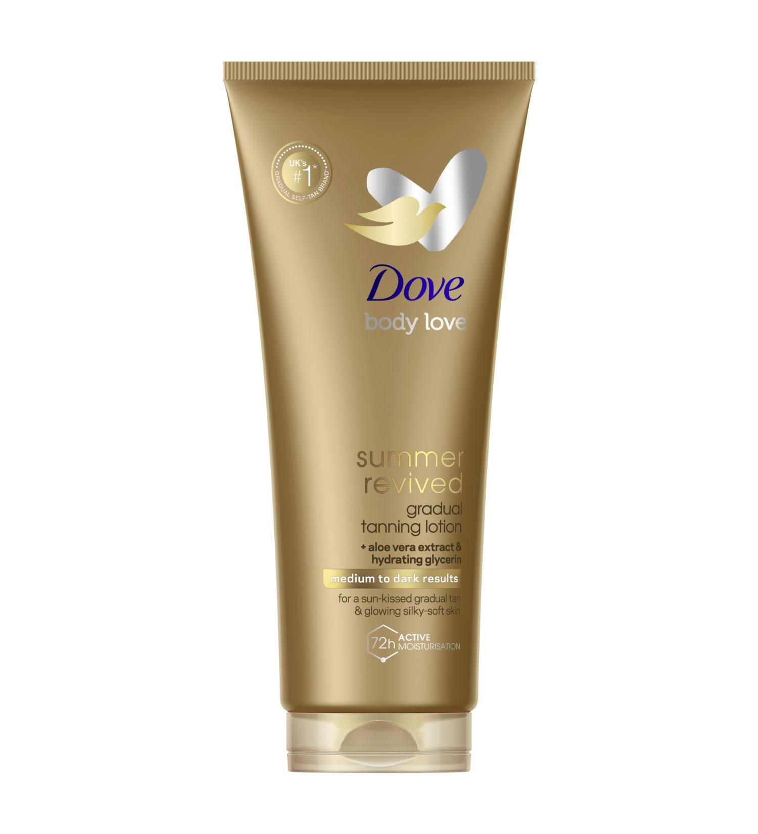 Dove Summer Revived Medium to Dark Gradual Tanning Lotion for a gradual tan and natural radiant glow non greasy self-tan for all skin types 200 ml Gold 200 ml (Pack of 1) - Buy Online on GoSupps.com