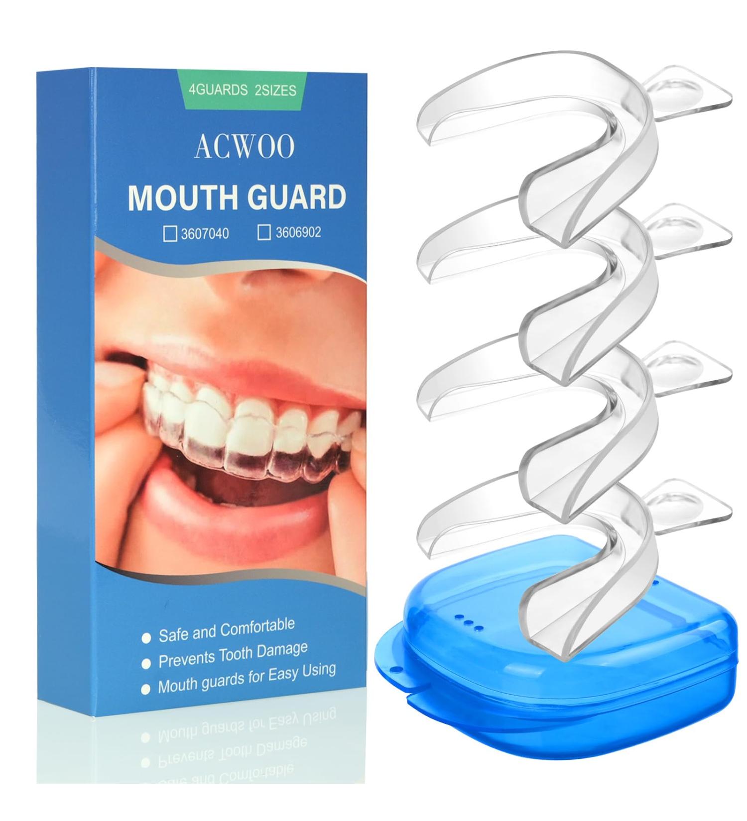 ACWOO Mouth Guard for Grinding Teeth and Clenching 4 Pack Sleep Mouth Guard Dental Night Guards Reusable Mouth Guards Grinding Teeth to Prevent Bruxism Mouth Shield for Sleeping & TMJ Relief (A) - Buy Online on GoSupps.com