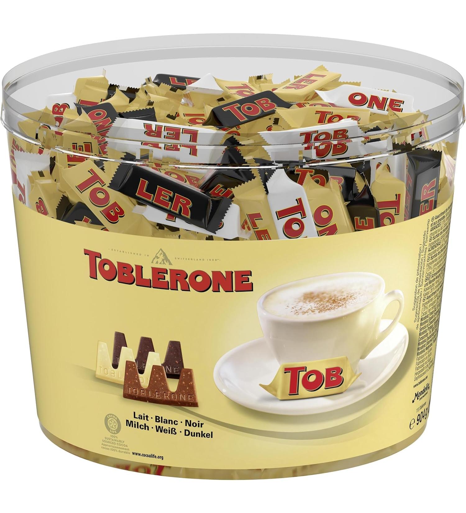 Toblerone Mix Box Transparent Tin 904g - 113 Mixed Minis for International Shipping | Premium Chocolate Gifts - Buy Online on GoSupps.com