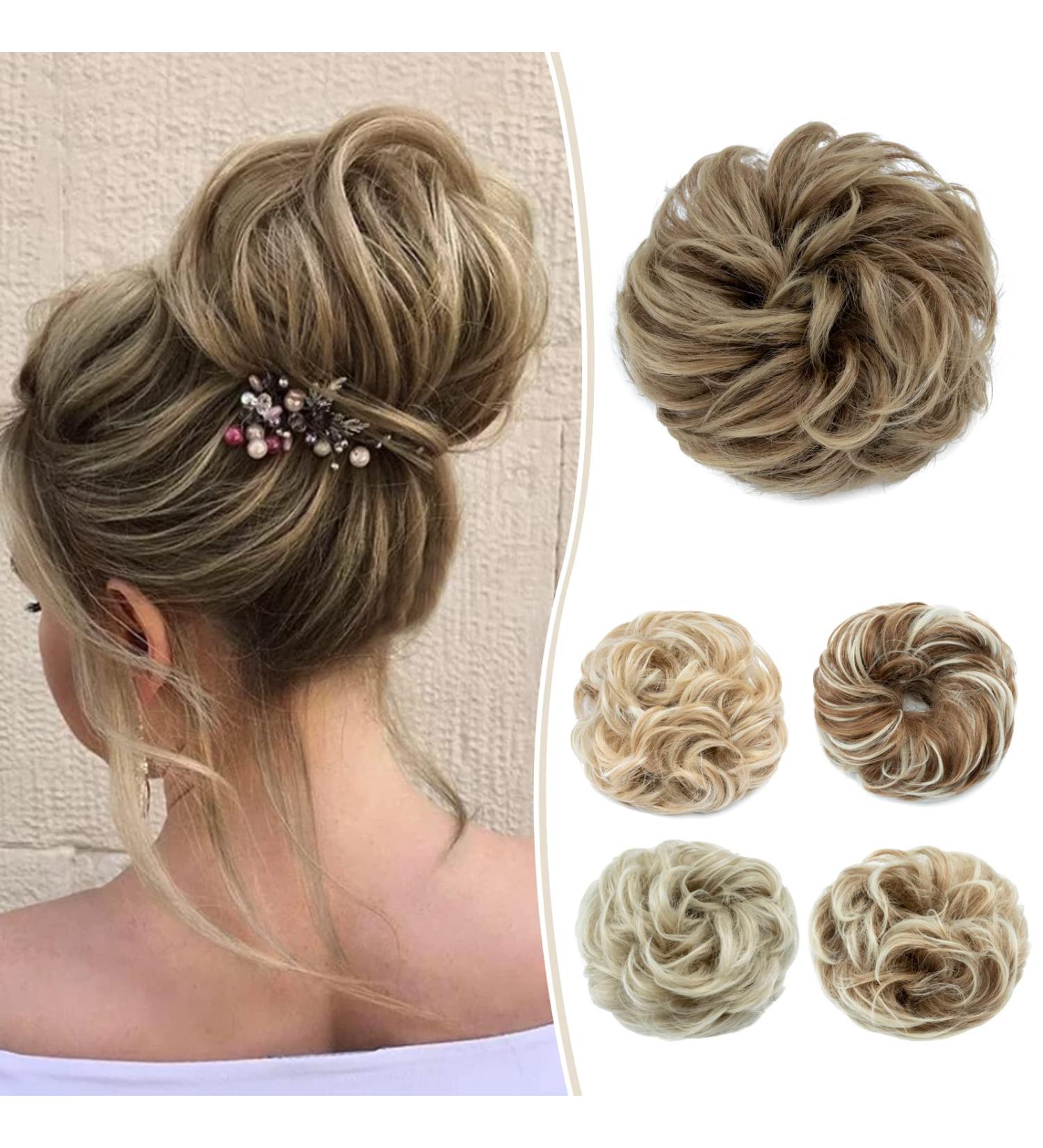 Silk-Co Hair Part with Rubber Band - Wavy Soft Dutt Hair Extensions (55g) - Thickening Messy Bun Updos in Golden Brown & Blonde - Buy Online on GoSupps.com
