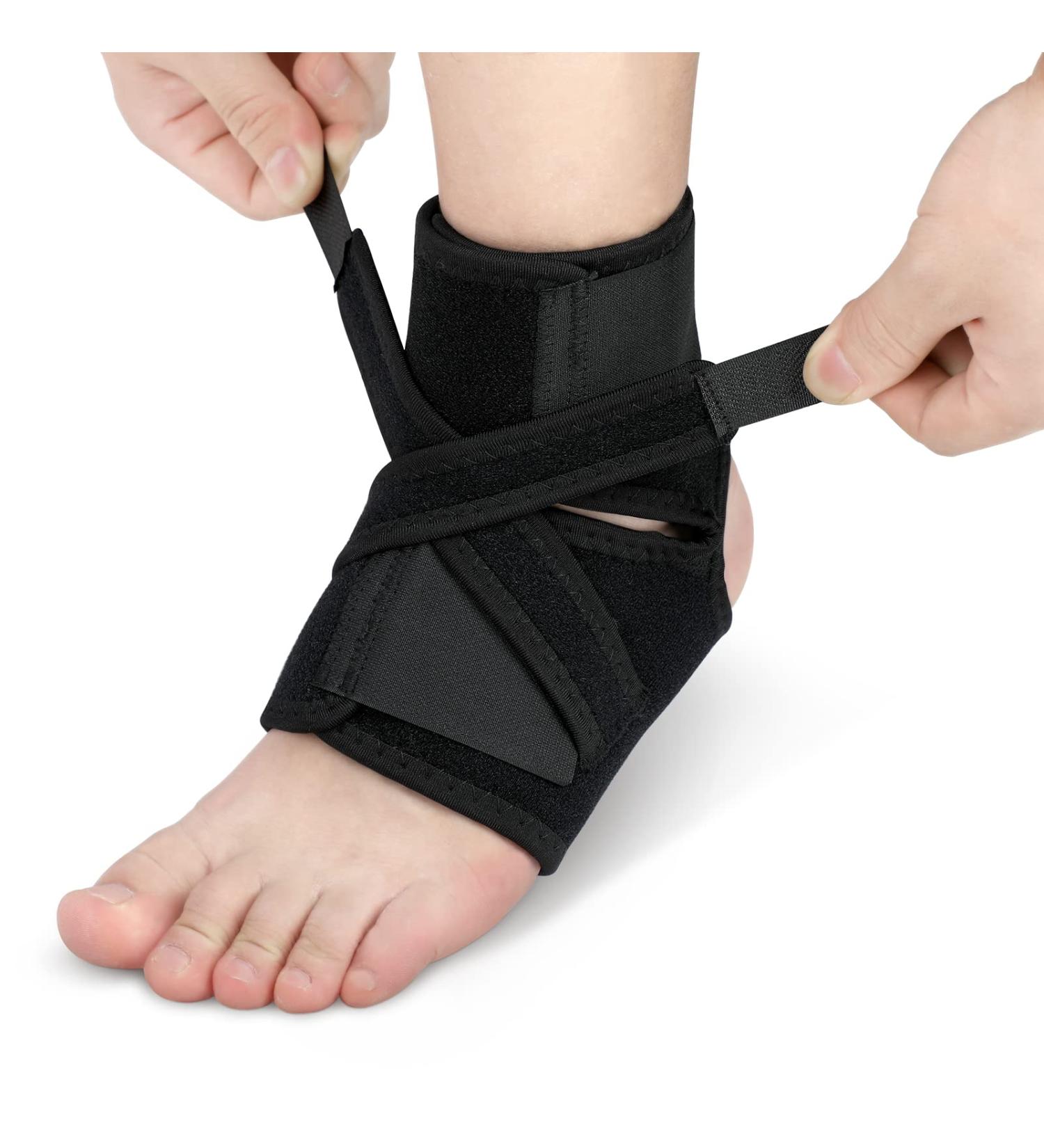 Ankle Support Brace - Adjustable Compression Foot Drop Sleeve for Sprains Plantar Fasciitis & Arthritis - Breathable Neoprene Heel Bandage for Sports - Buy Online on GoSupps.com