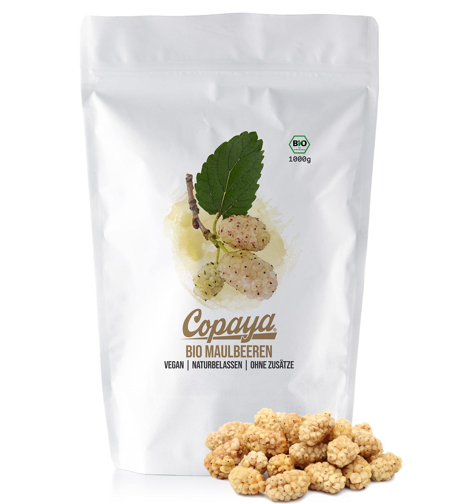 Copaya Organic white blackberries | Premium sun-dried | 100% natural | Sweet untreated berries from controlled organic farming | 1000 g (1 kg)
