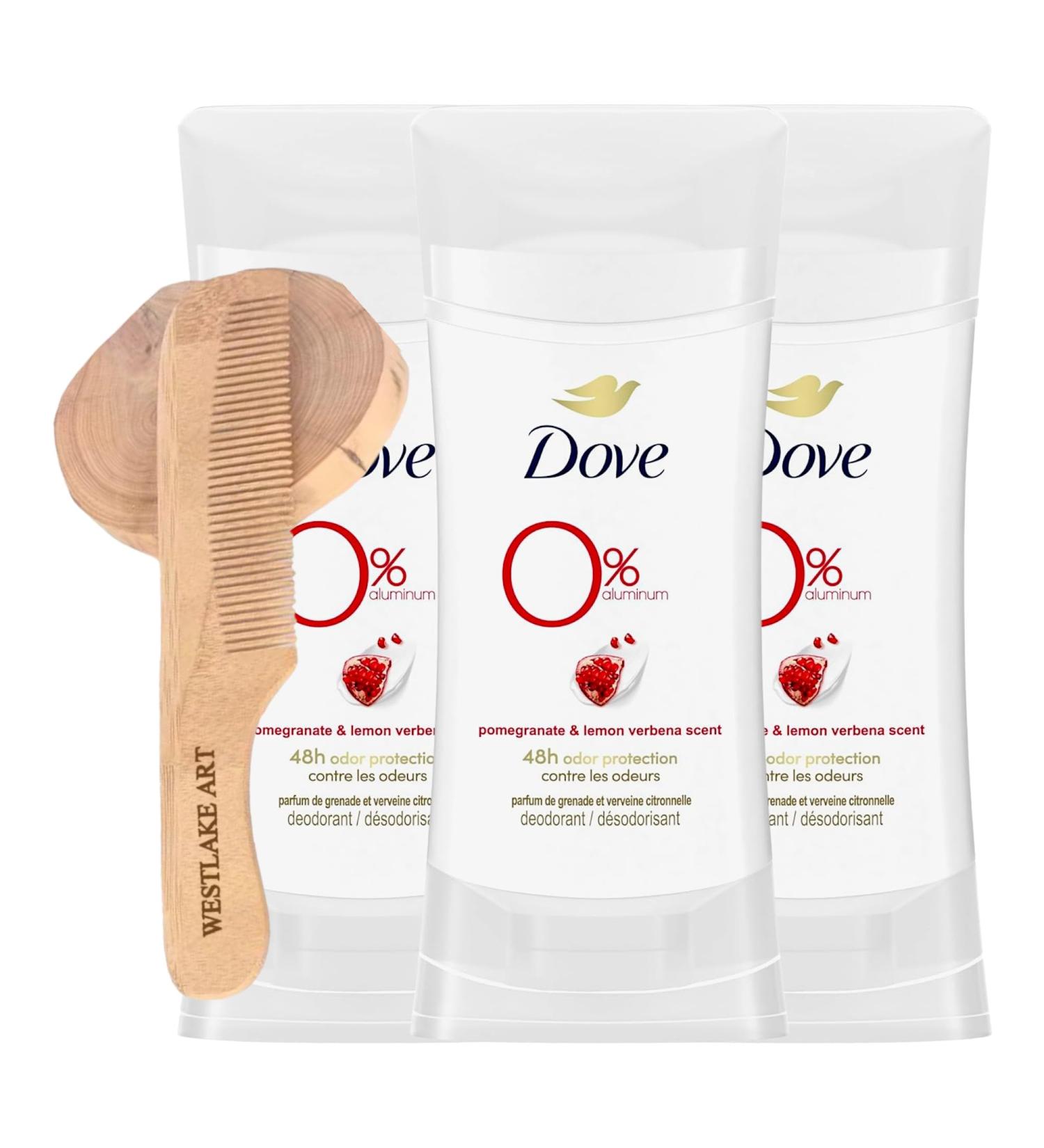 0% Aluminum Free Deodorant Stick 2.6 Oz - Pomegranate & Lemon Verbena | Long-Lasting Odor Protection | Non-Irritating Underarm Deodorant - Pack of 3 with Wooden Comb - Buy Online on GoSupps.com