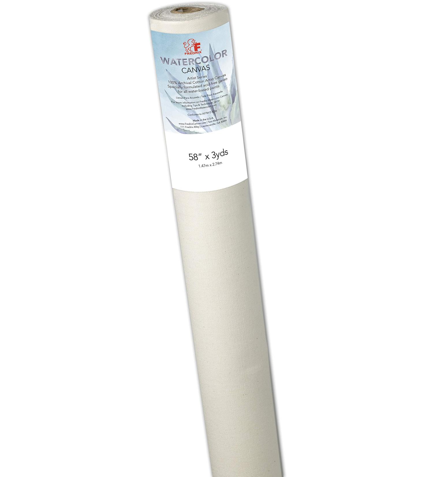 Fredrix 12011 Artist Series Watercolor Canvas Roll, 58"x 3yd