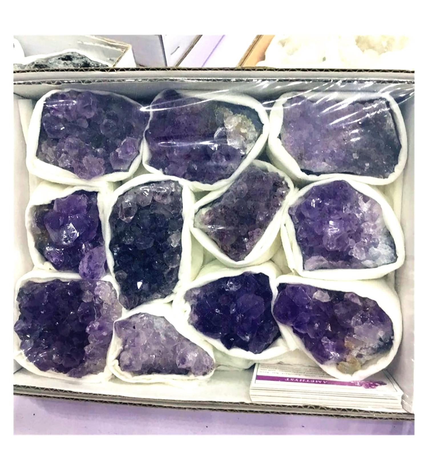 Natural Crystal Rough Natural Purple Quartz Crystal Cluster Rough Amethyst Minerals Cluster Gift Box Set Approximate 750-800g - Buy Online on GoSupps.com