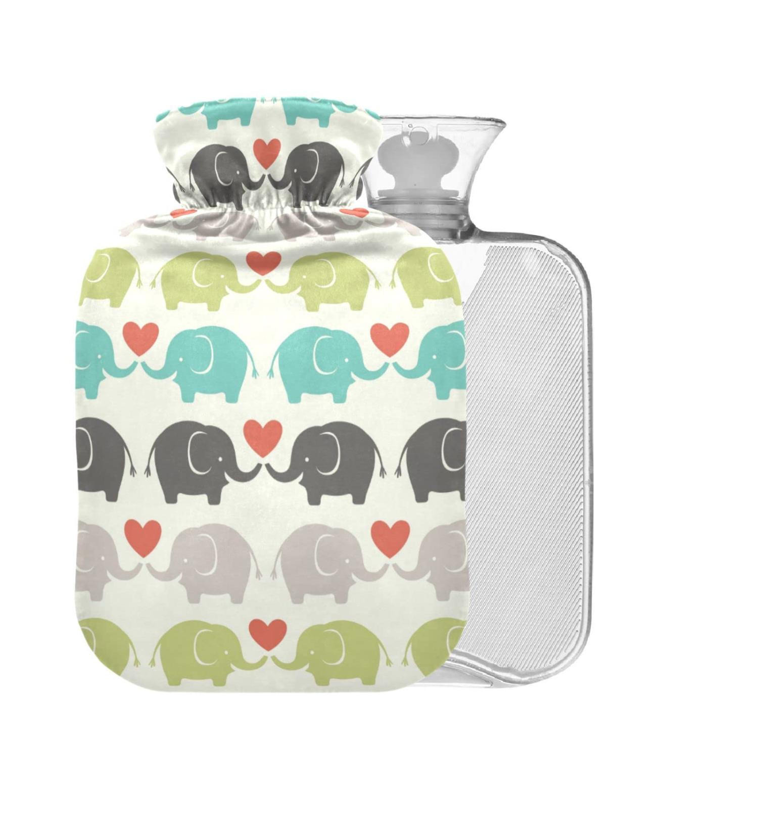 Cartoon Elephant Hot Water Bottle 1L - BPA Free Small Hot Water Bag for Pain Relief Hot & Cold Compress - Buy Online on GoSupps.com