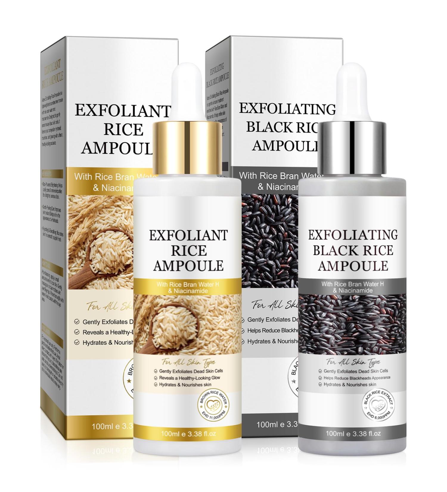 Peel Shot Glow Rice Ampoule Duo - 2PCS Black & White Rice Ampoules for Exfoliating & Brightening, Refines Pores, Deeply Hydrates, Renews Dull Skin for a Glass Skin Glow, All Skin Types - Buy Online on GoSupps.com