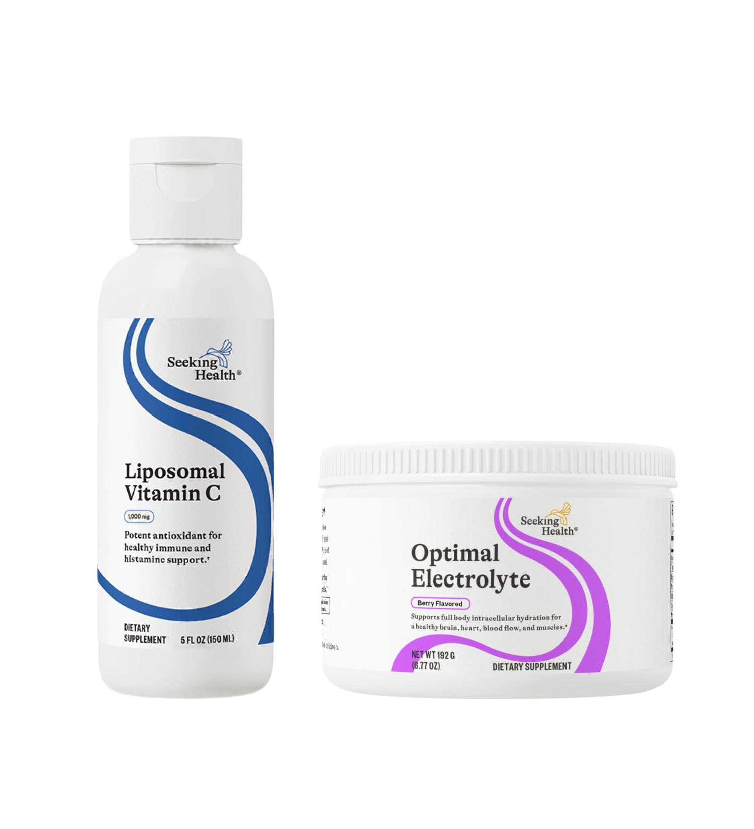 Liposomal Vitamin C & Optimal Electrolyte: Antioxidant & Immune Support + Electrolyte Powder for Digestion & Energy Berry (30/30 Servings) - Buy Online on GoSupps.com