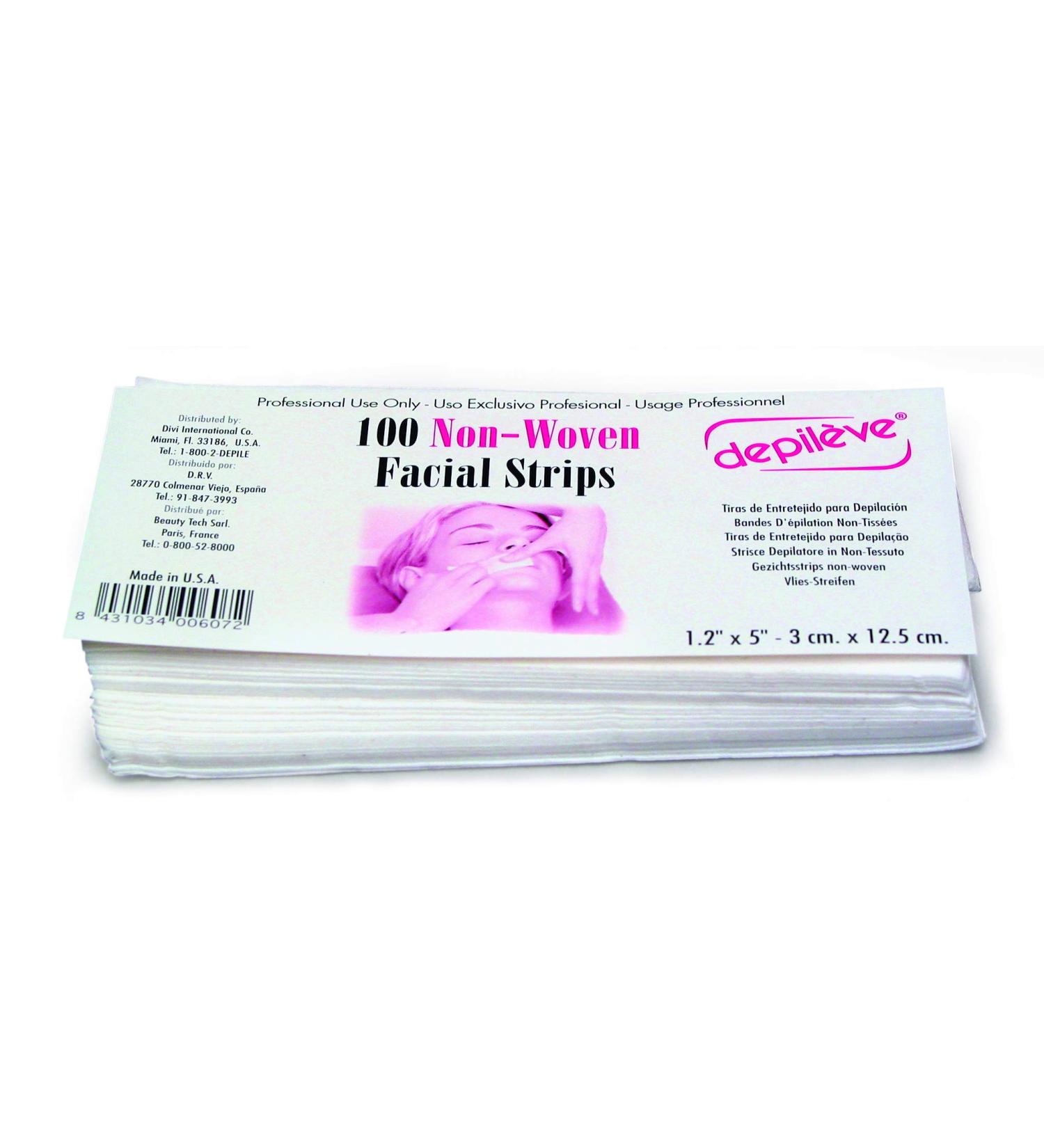 Depileve Lot de 100 bandes de cire pour le visage les sourcils et les l vres - Non tiss es