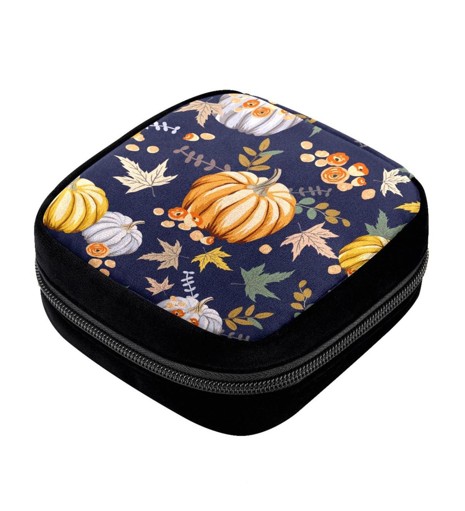 GIAPB Period Bag Sanitary Napkin Storage Bag Pad Holder for Period Makeup Pouch Autumn Orange Pumpkins Color1320 - Buy Online on GoSupps.com