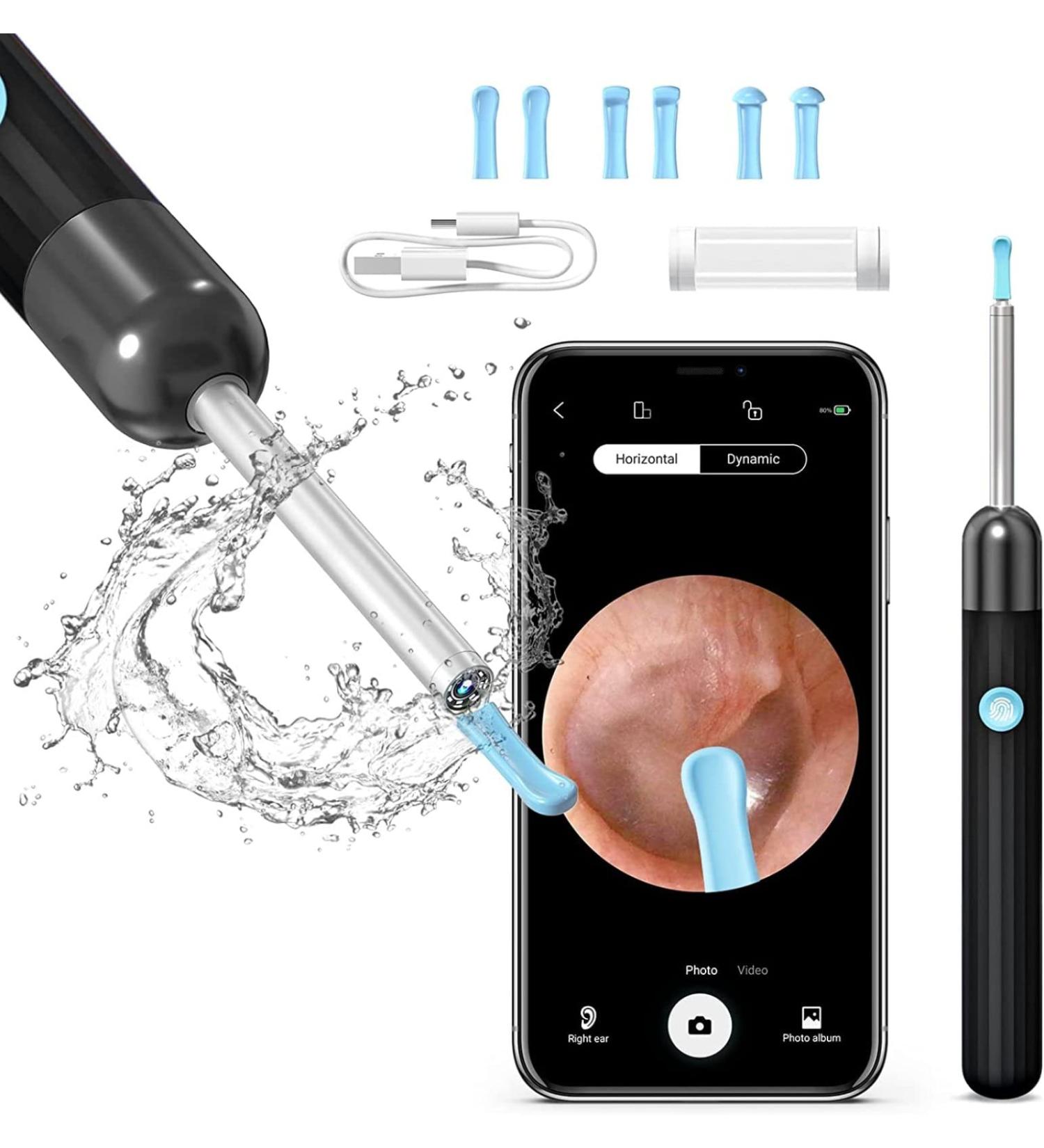 QDCFY Otoscope Ear Camera 1080P HD - 3.5mm Ear Cleaning Tool for iOS & Android Smartphones - White & Black - Buy Online on GoSupps.com