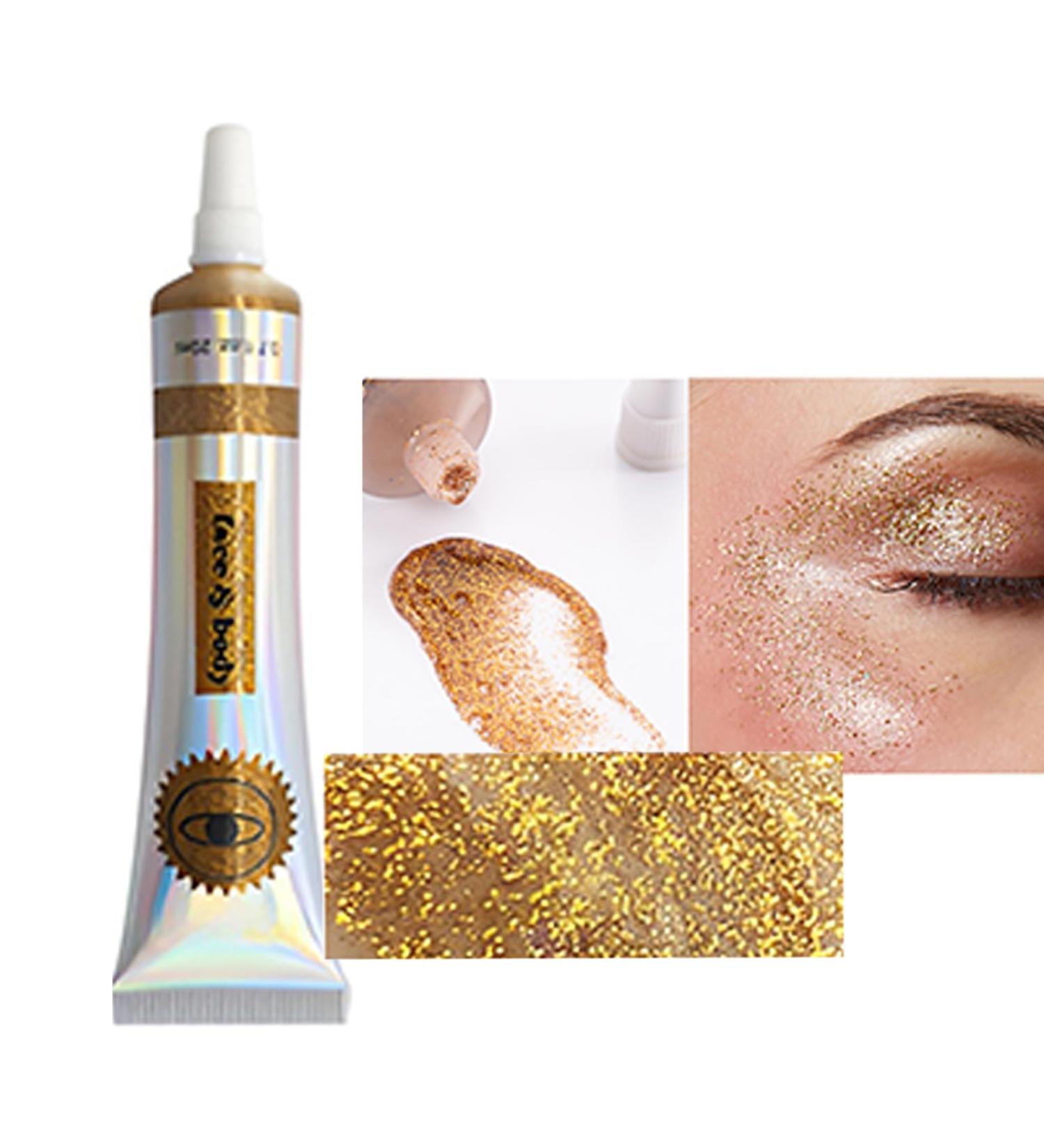 9 Color Gold Eyeshadow & Body Glitter Gel - Holographic Festival Cosmetic Accessories for Eyes Lips & Nails - Buy Online on GoSupps.com