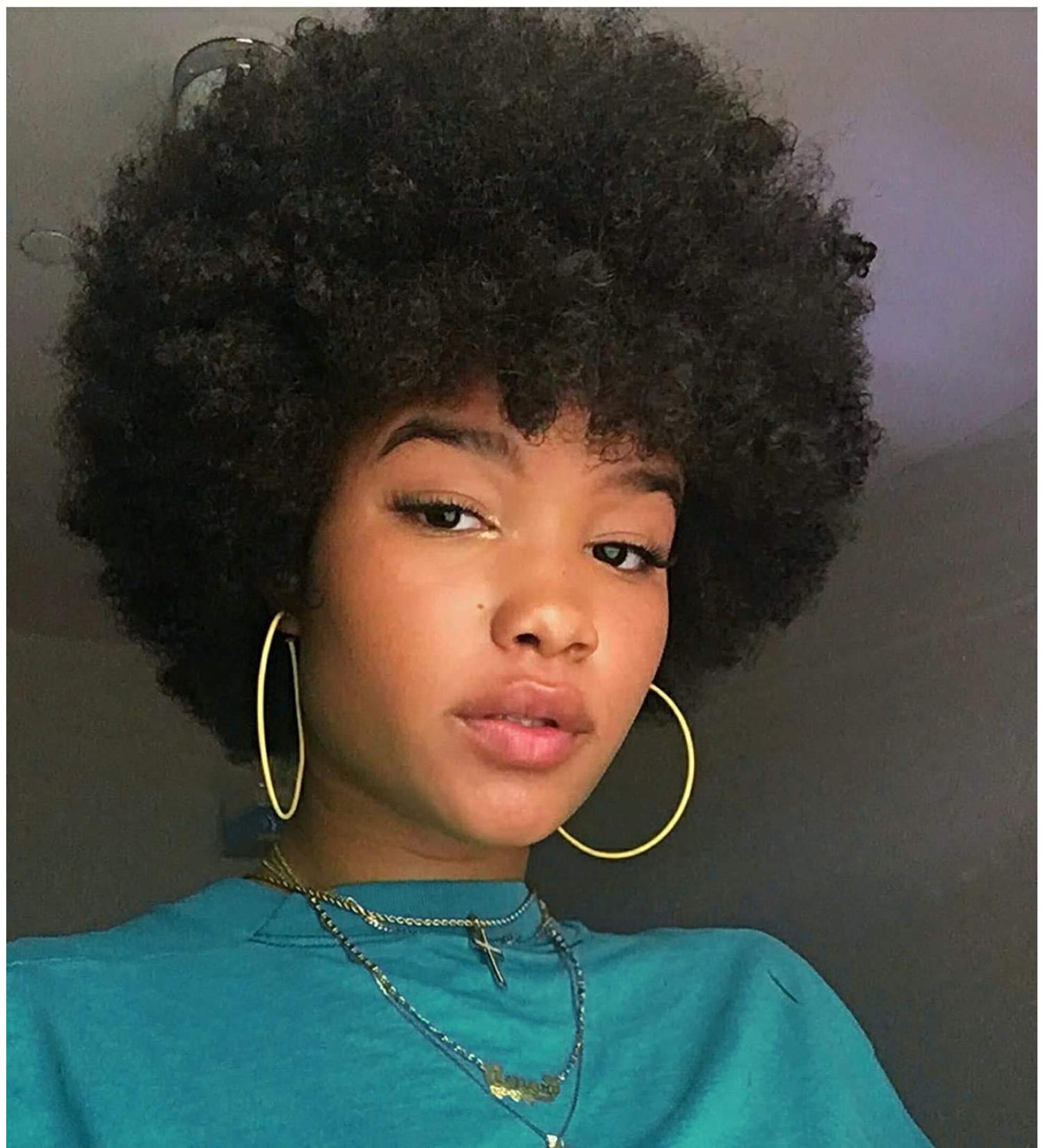 XTrend 8-Inch Short Afro Curly Wig - Heat-Resistant Synthetic Black Fluffy Hair for Black Women | 1B Color - Buy Online on GoSupps.com