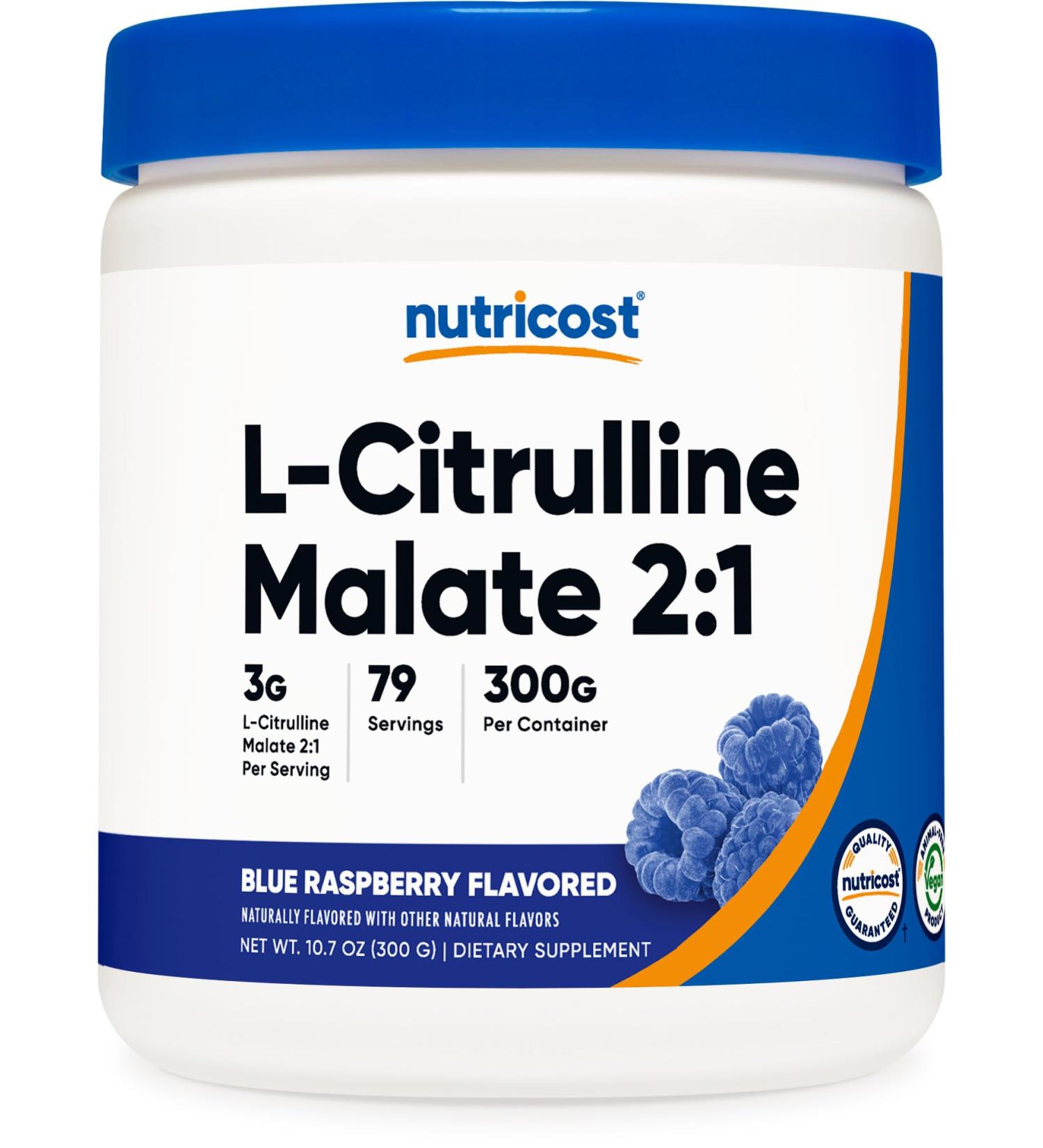 Nutricost L-Citrulline Malate 2:1 (300 Grams) (Blue Raspberry) Blue Raspberry 300 g - Buy Online on GoSupps.com