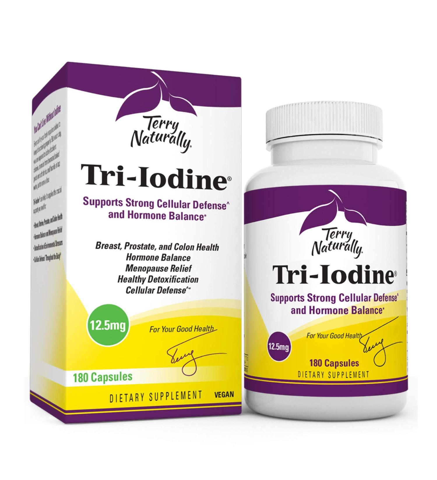 Terry Naturally Tri-Iodine 12.5 mg - 180 Capsules for Thyroid Health & Wellness - Buy Online on GoSupps.com