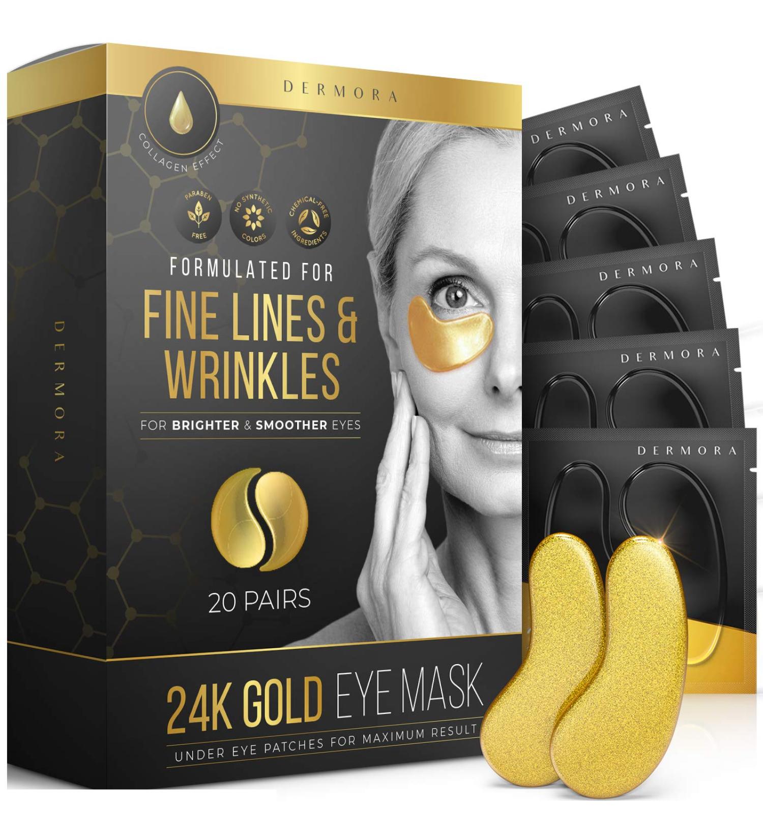 DERMORA Under Eye Mask Patches - 20 Pack - Reduce Puffy Eyes, Dark Circles & Wrinkles - Cruelty-Free Vegan Skin Care - Stocking Stuffers - Buy Online on GoSupps.com