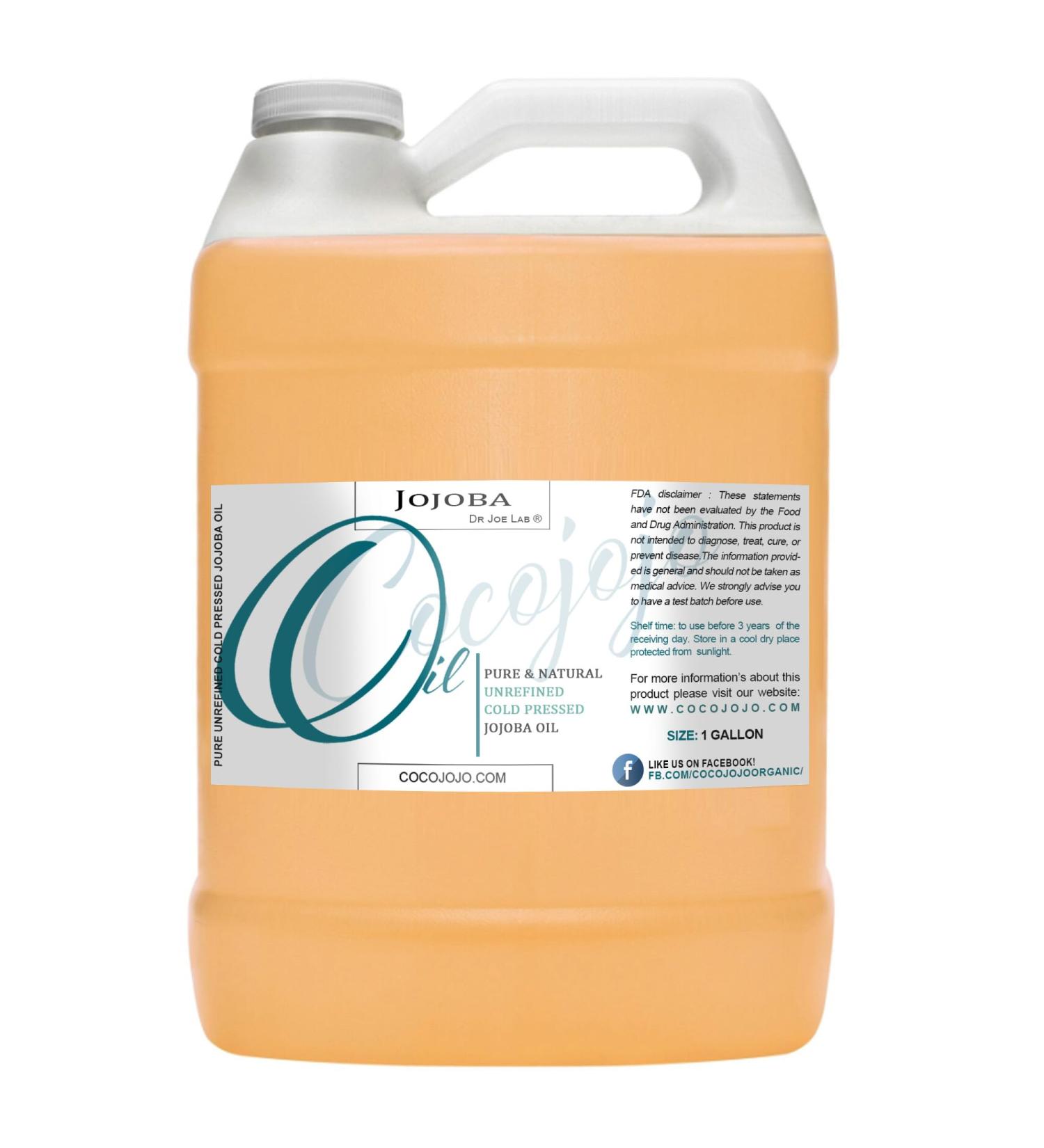 Dr Joe Lab Jojoba Oil - 100% Pure Cold Pressed Extra Virgin - Moisturizes & Nourishes Hair Skin Body Nails & Beard - 1 Gallon (128 Oz) - International Shipping Available - Buy Online on GoSupps.com