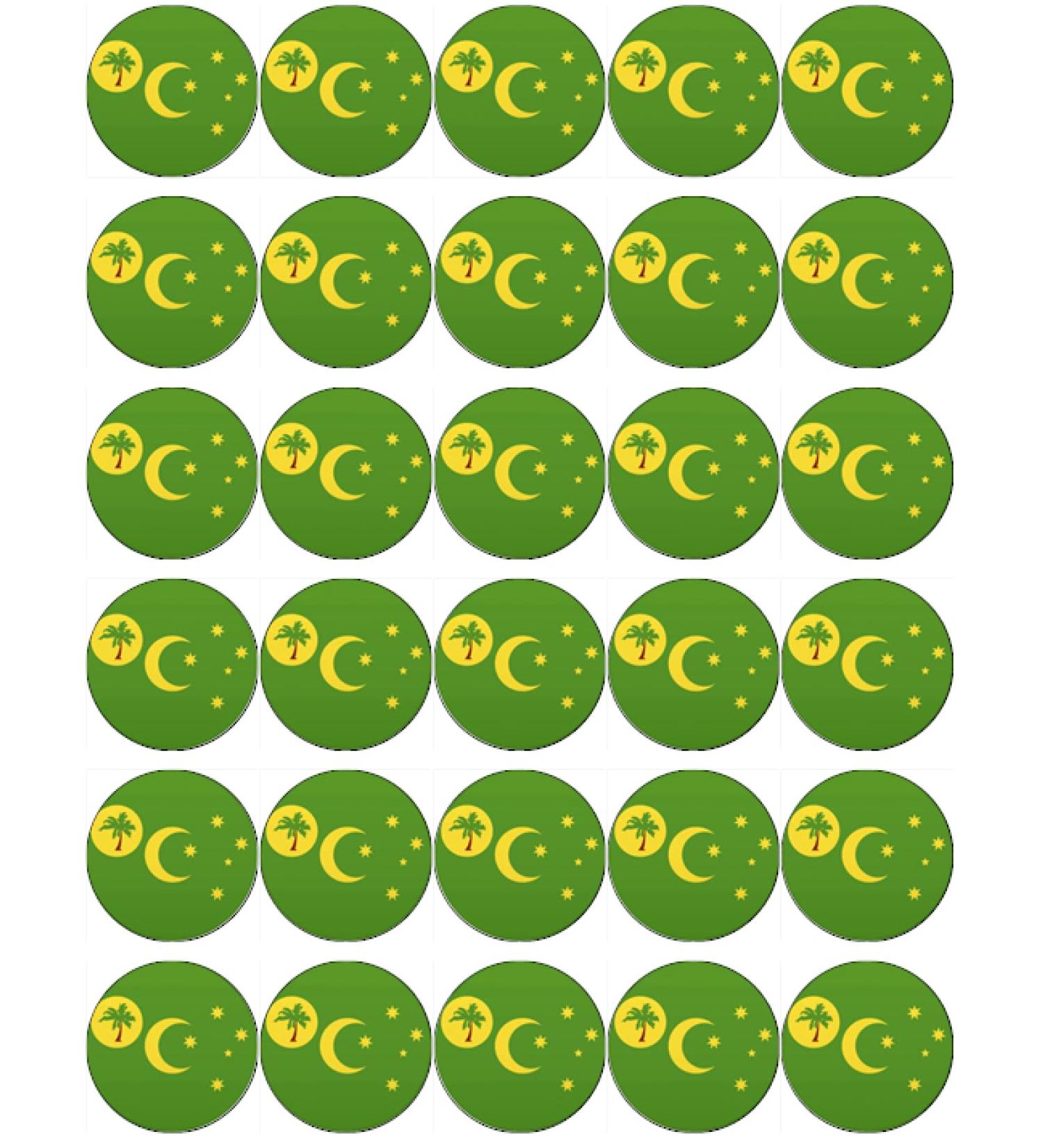 30 Cocos (Keeling) Islands Flags Cupcake Toppers Edible Wafer Paper Fairy Cake Toppers Birthday Cake Decorations