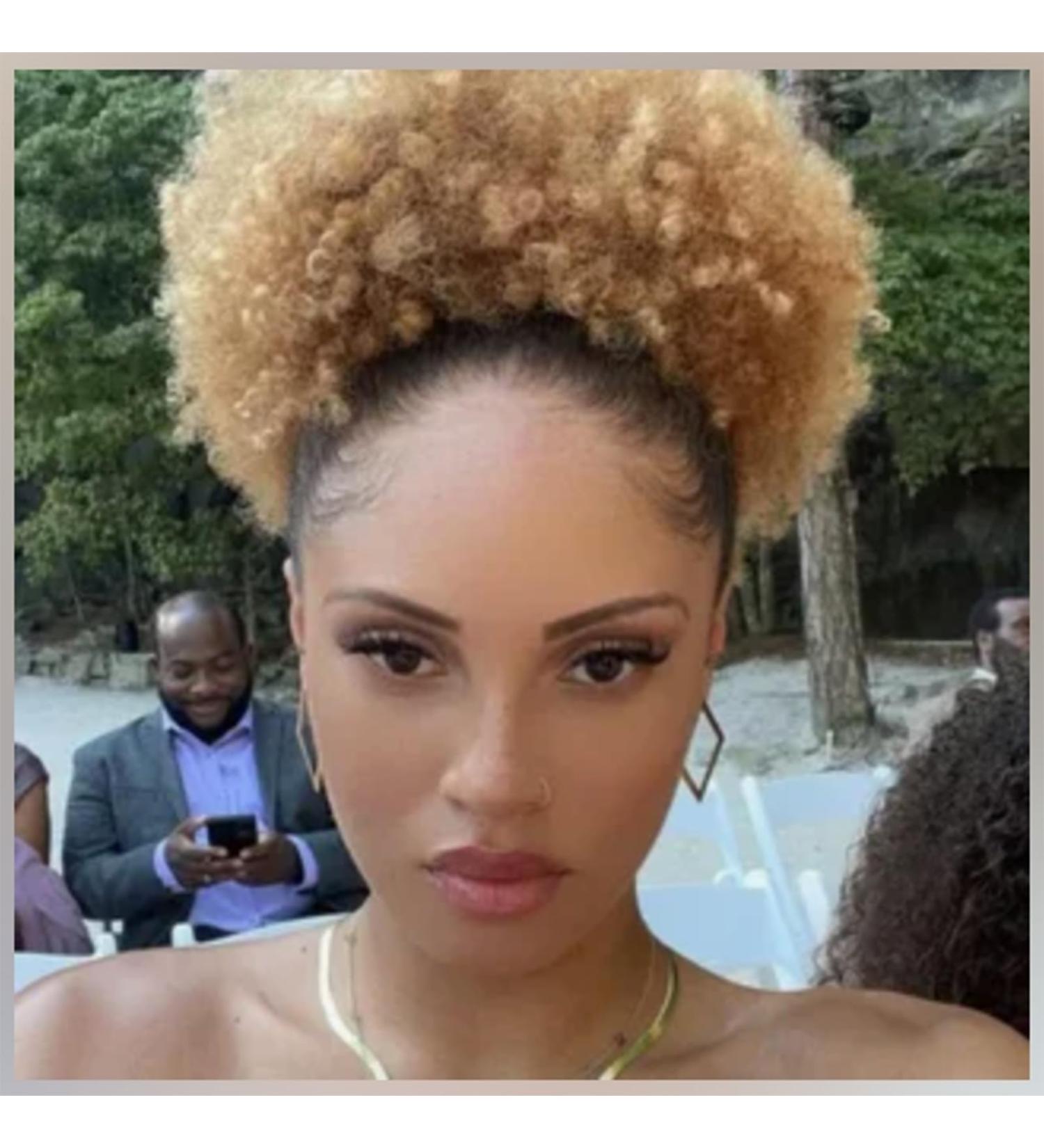 Afro Puff Drawstring Ponytail for Black Women Short Kinky Curly Afro Ponytail Synthetic Hair Afro Bun Drawstring Ponytail for Women Girls (Large/Pack of 1 Light brown-T27) Large (Pack of 1) Light brown (black background) - Buy Online on GoSupps.com