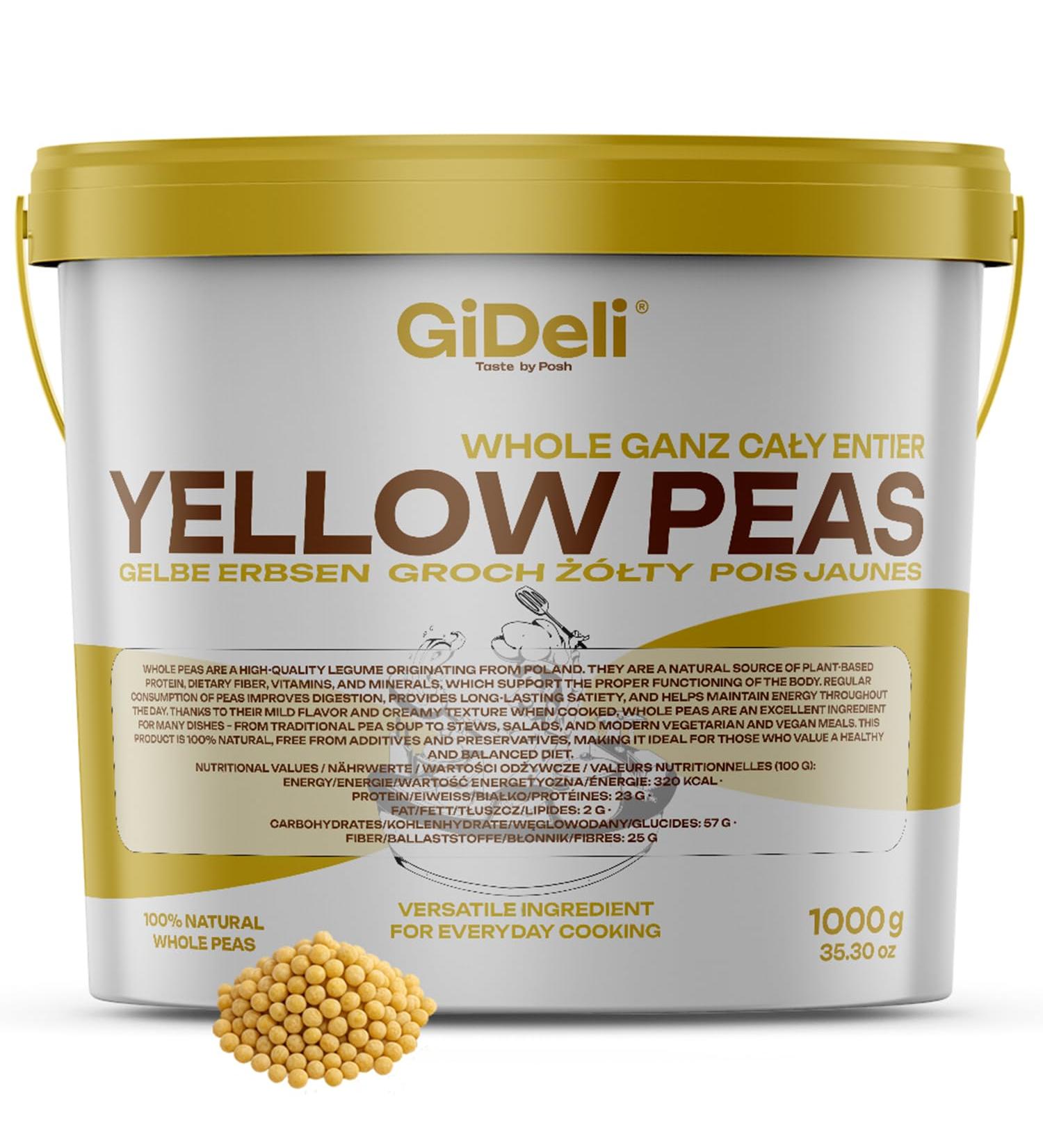  GiDeli GiDeli Dried Yellow Peas Bucket 1kg Unpeeled High Protein High Fibre Vegan No Additives for Soups Stews Soups Goulash Salads and Puree - Buy Online on GoSupps.com