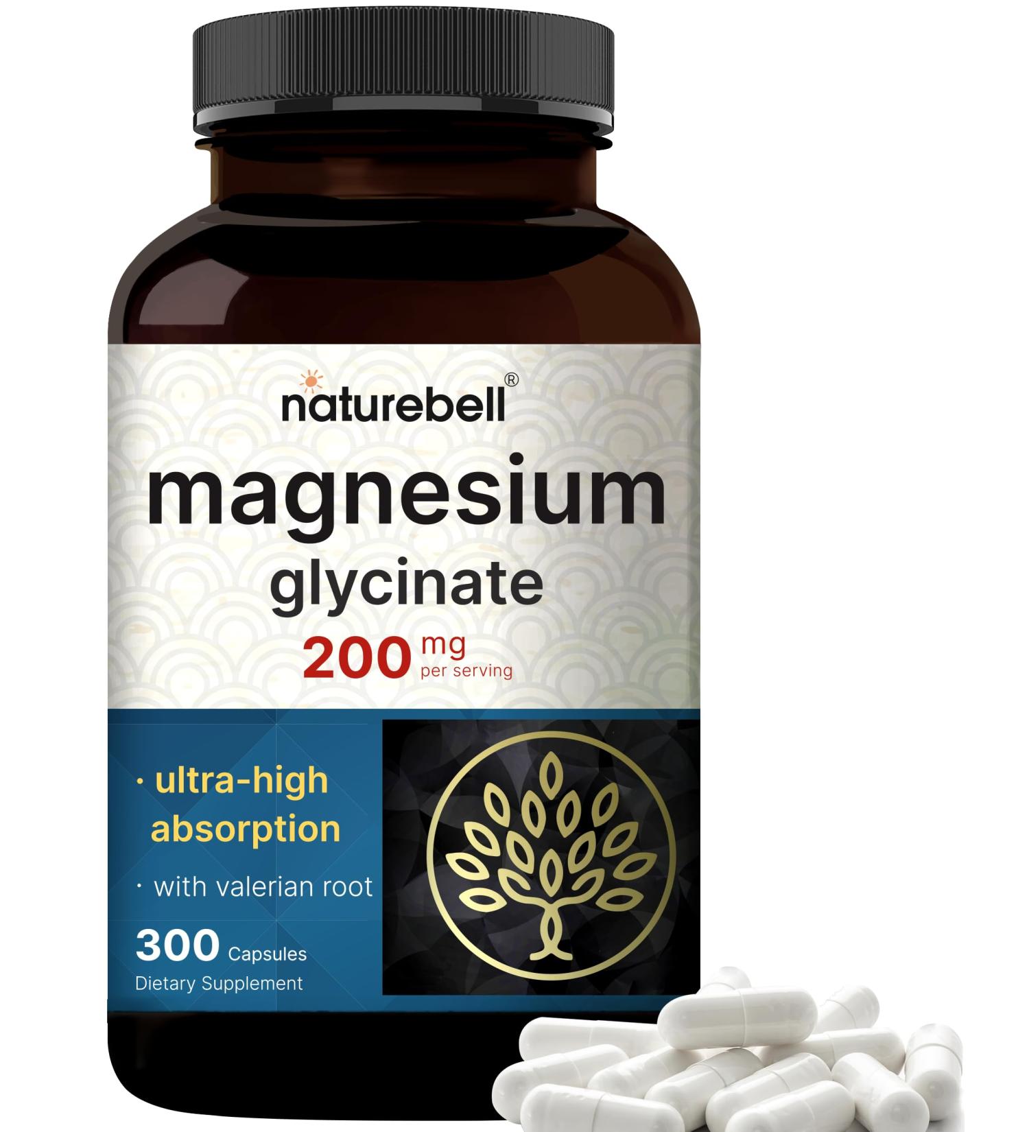 Pure Magnesium Glycinate for Sleep 200mg with Valerian Root 300 Capsules | 100% Chelated & Purified Mineral Supplement Ultra High Absorption Non-GMO Gluten Free - Buy Online on GoSupps.com