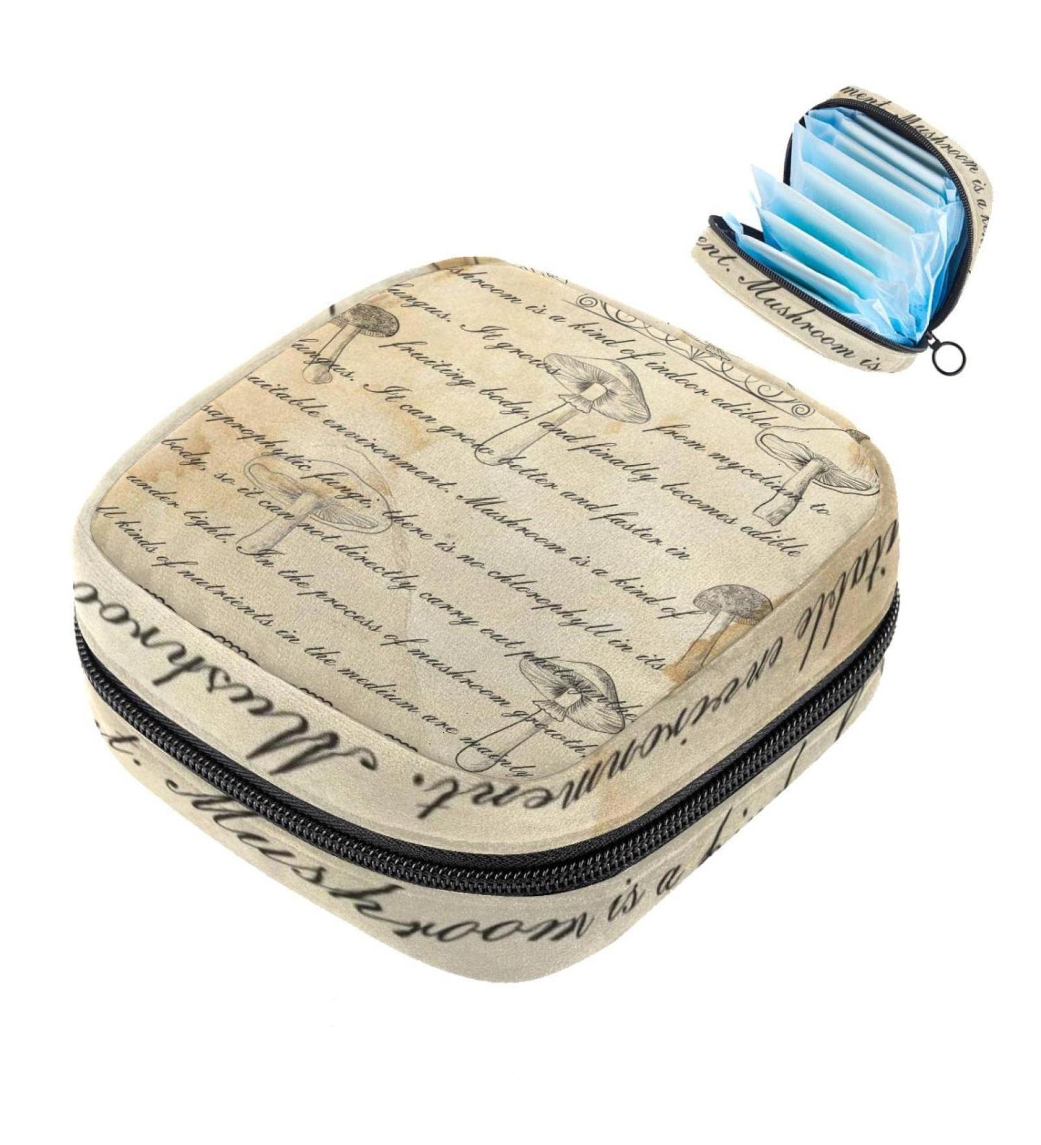 Vintage Mushroom Color Women Bands Storage Bag | Travel Make-Up Organizer & Menstrual Cup Pocket - Big Capacity - Buy Online on GoSupps.com