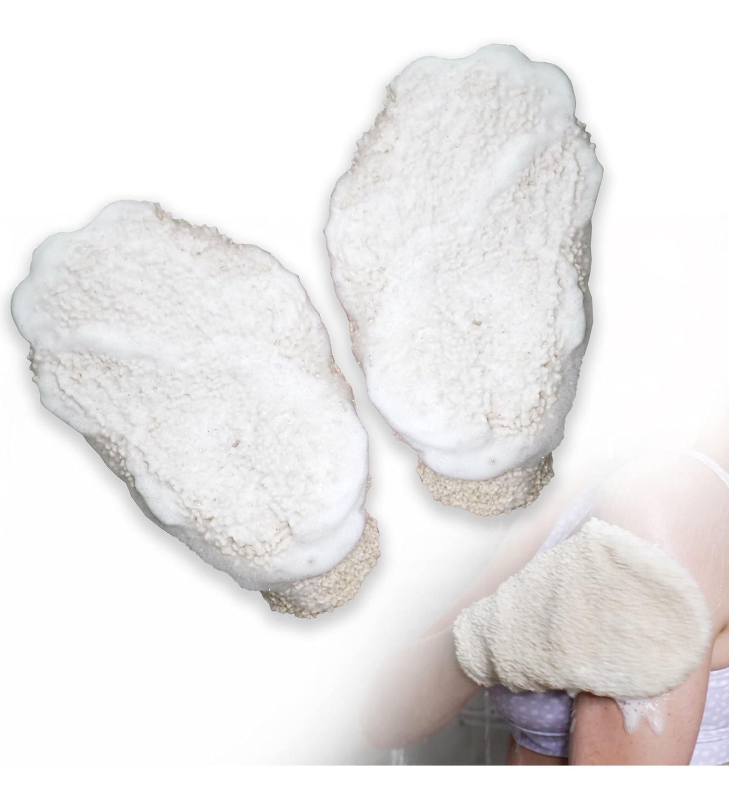 2 PCS Exfoliating Mitt Set - Natural Spa Body Scrubber for Deep Cleansing | Bath and Shower Exfoliation Gloves for Men and Women - Vegetable Fiber - Buy Online on GoSupps.com