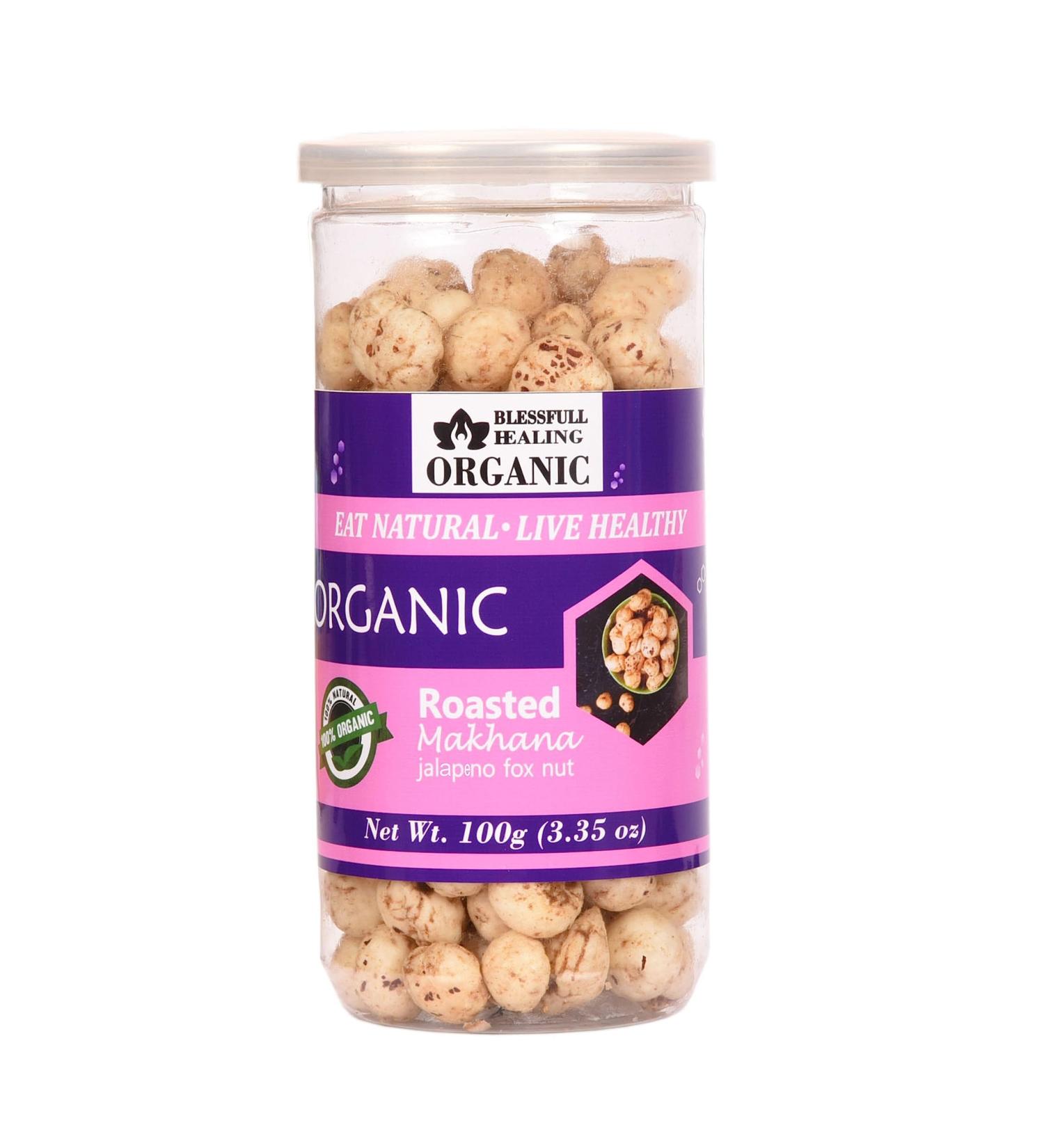 Buy Blessfull Healing Organic Makhana with Roasted Jalapeno Flavor - 100g | Healthy Snack for International Shipping - Buy Online on GoSupps.com