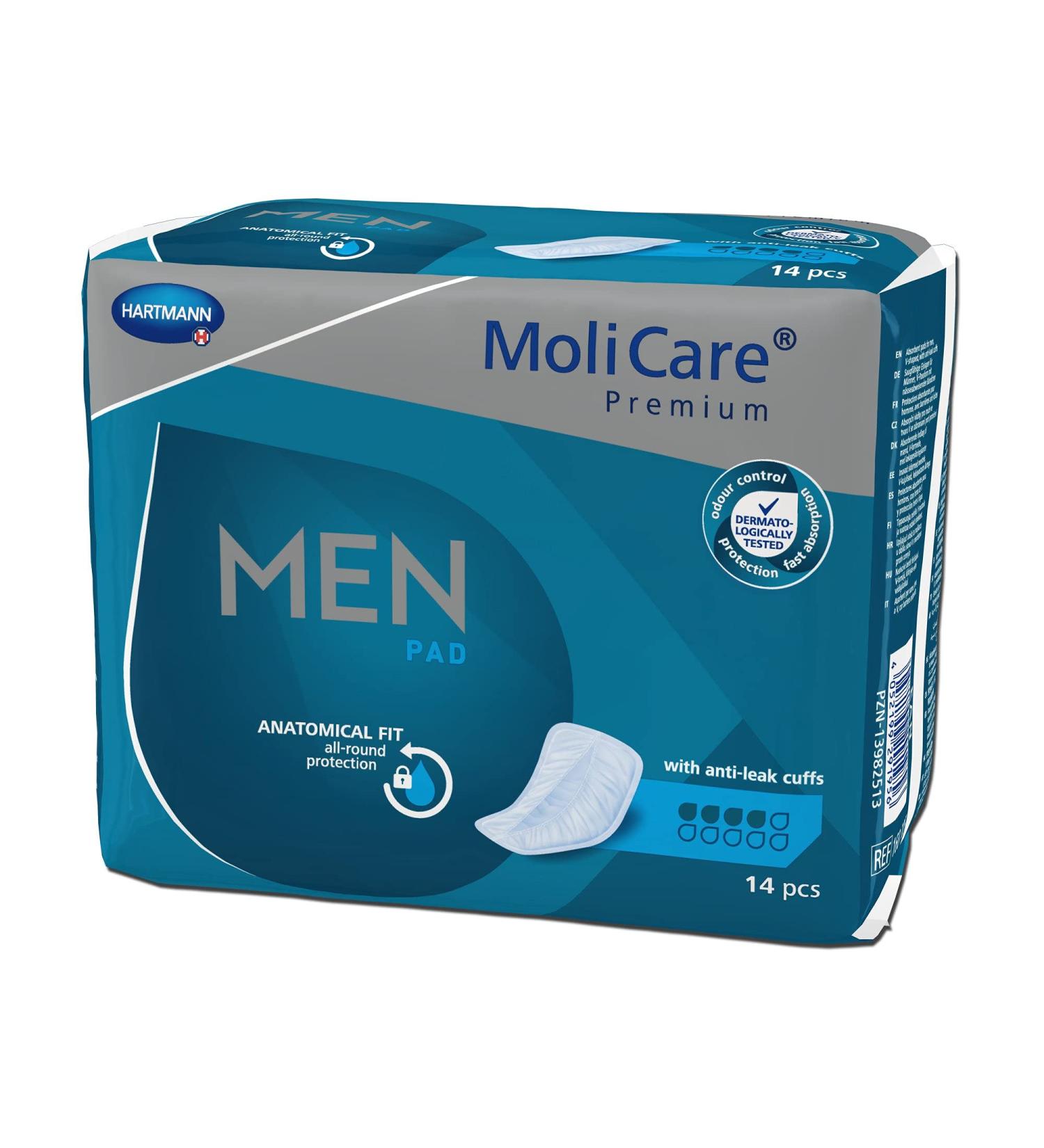 Molicare Premium Men Pad incontinence insert for men for bladder weakness V-shaped fit 4 drops 12x14 pieces 4 drops 168 pieces