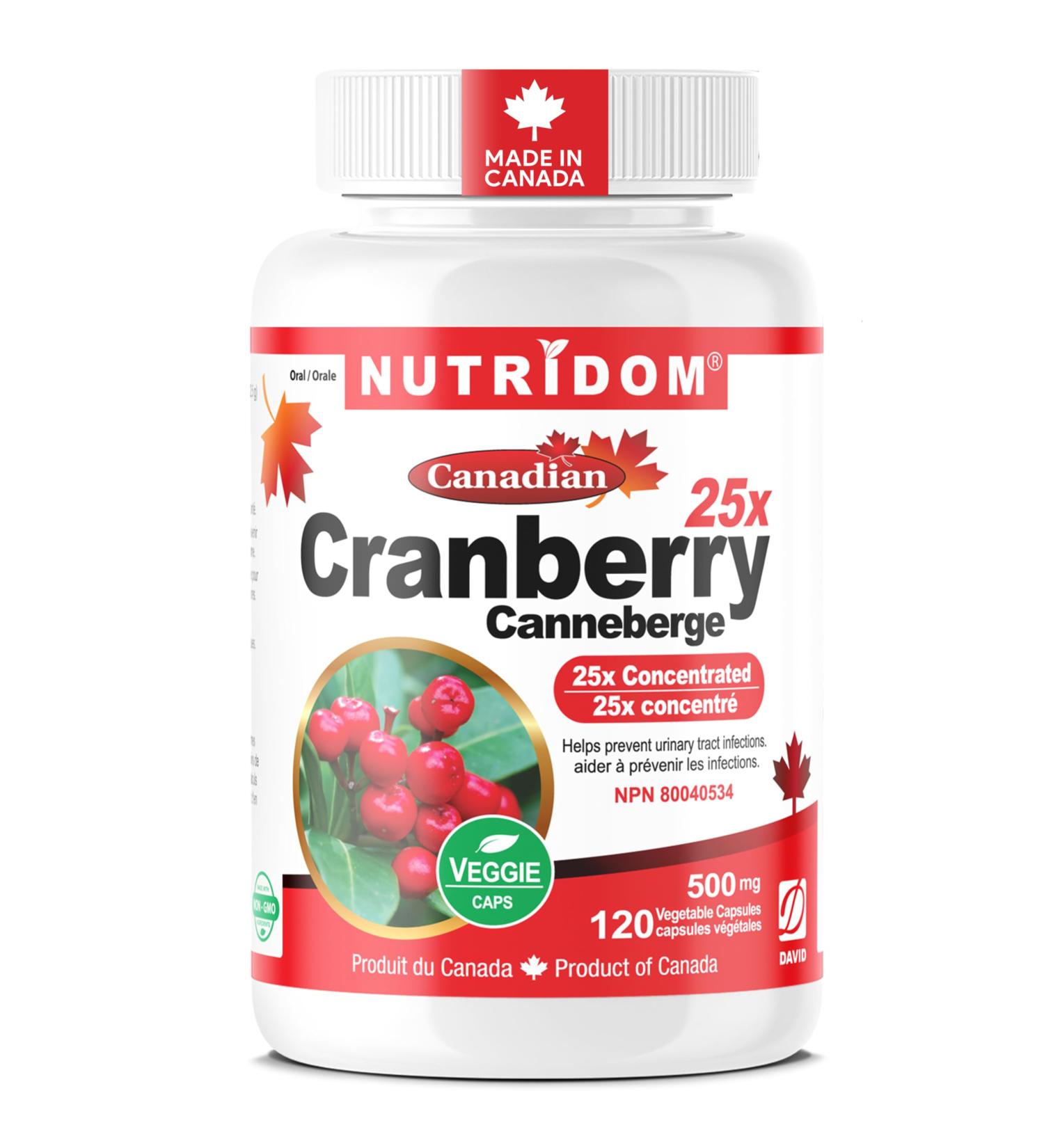 Nutridom Canadian Cranberry 25x 500mg (12 500mg QCE) Non-GMO Vegan Gluten Free Dairy Free Soy Free (120 Count) - Buy Online on GoSupps.com