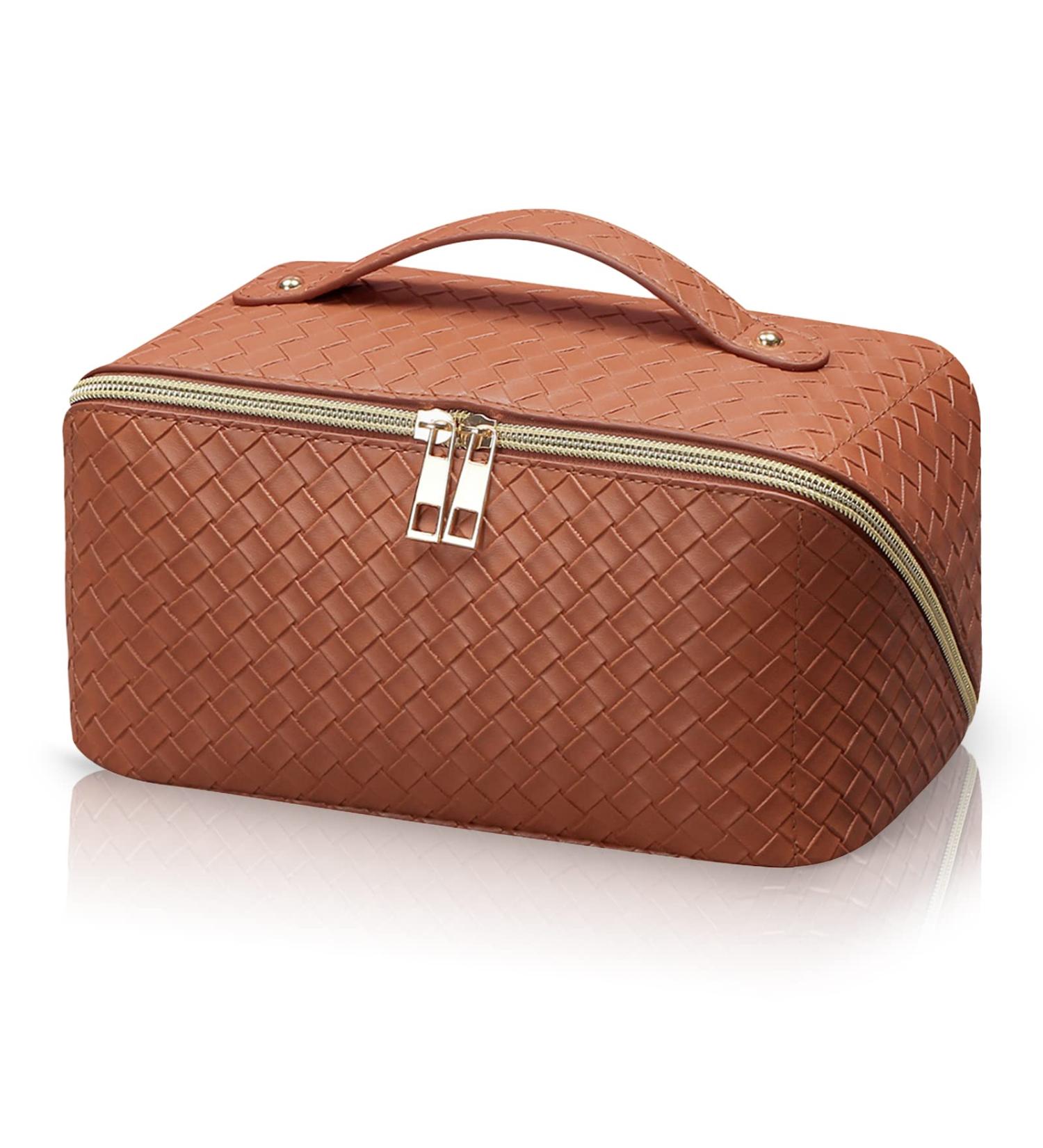 Large Capacity Portable Travel Makeup Bag Waterproof Toiletry Organizer for Women and Girls (Brown) - Buy Online on GoSupps.com