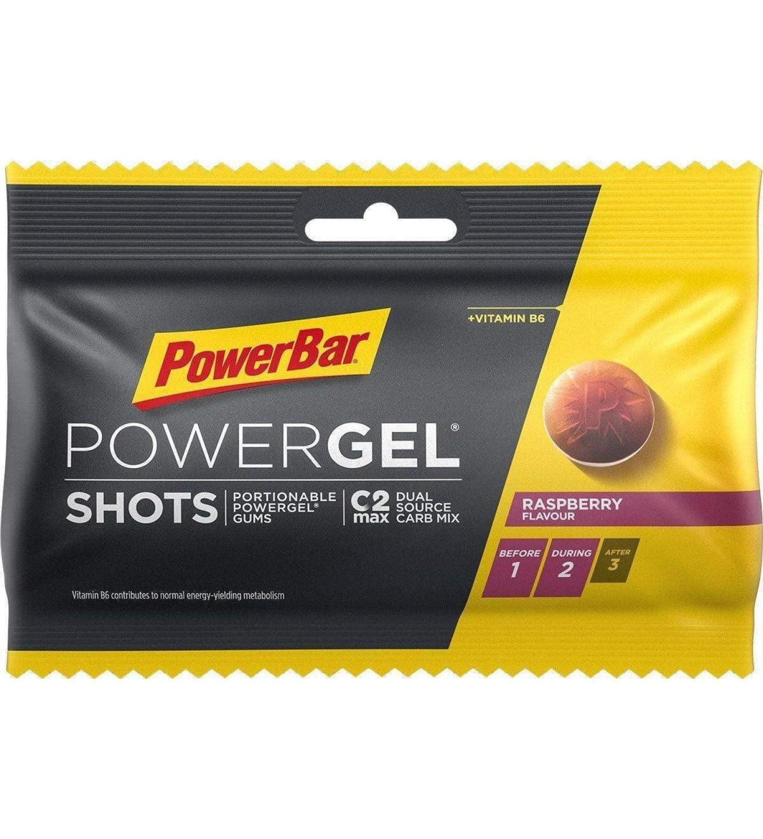 PowerBar Gel Shots mit Kohlenhydraten - Energie Gummis - Raspberry 60g