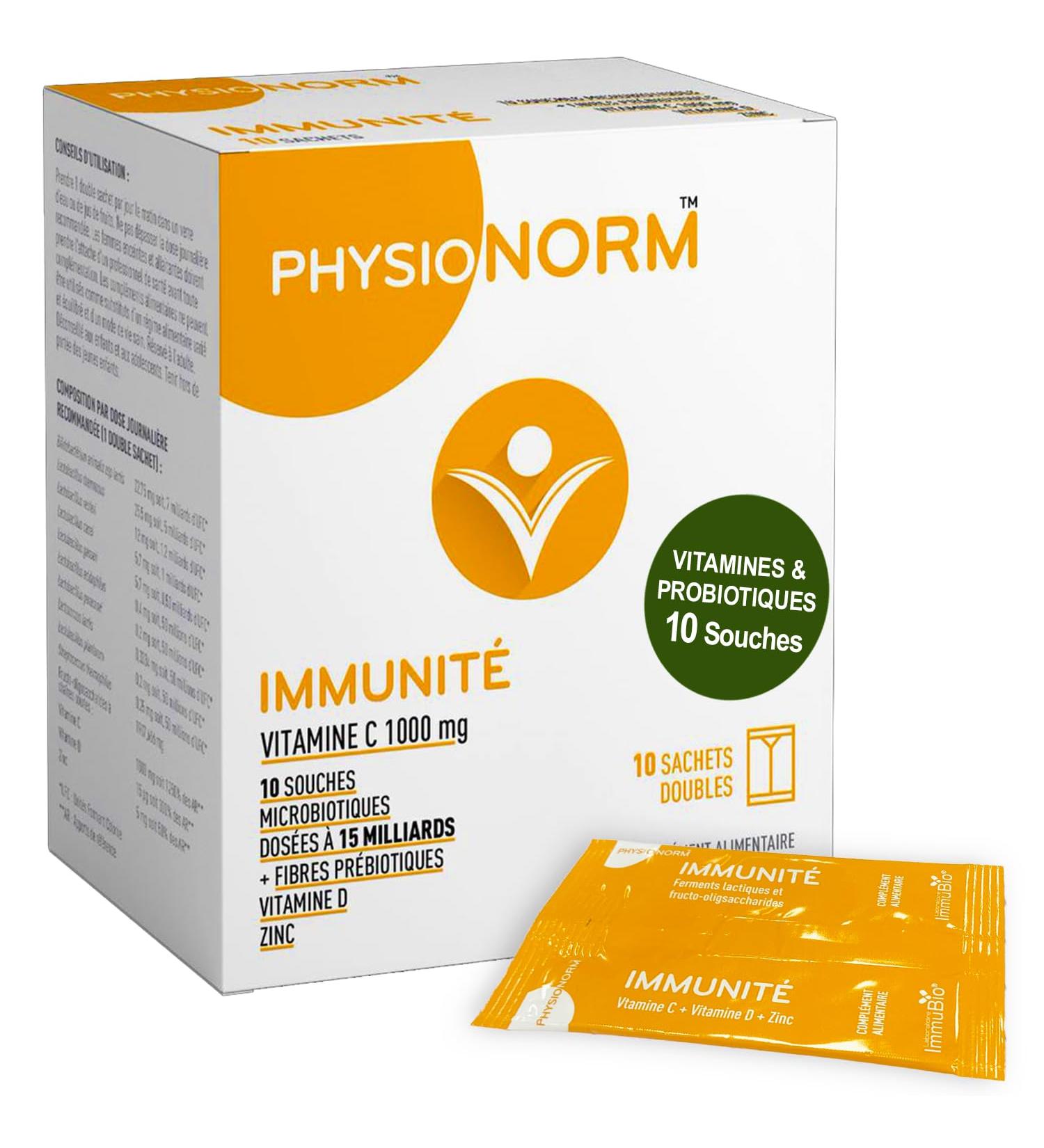 Physionorm Immunite Comple ment Alimentaire - Booster Syste me Immunitaire - Combat Les Infections - Ferments Lactiques Zinc Vitamines C Vitamine D - 10 Sachets Double Dose - Fabriqu en France - Buy Online on GoSupps.com