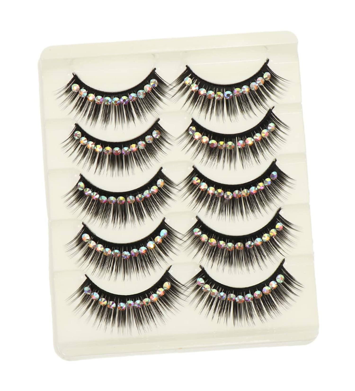 Ipetboom 10 Pairs Diamond False Eyelashes Exaggerated Eyelashes Cosplay Eyelash Realistic Eyelash Gems Eyelash Women Eyelash Long Fake Lash Performance Eyelash Artificial Lashes False Lash - Buy Online on GoSupps.com